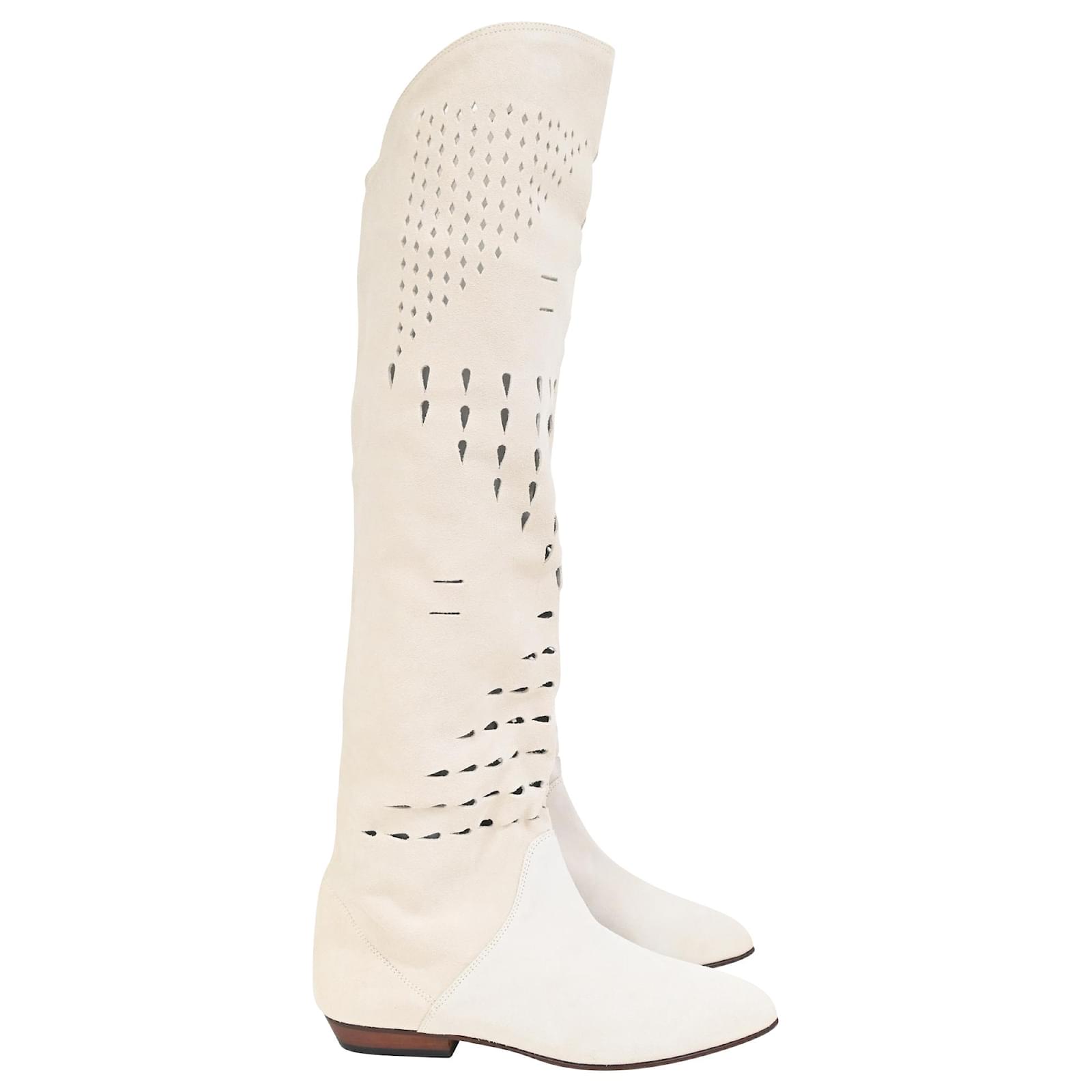 Scarpe Stivali Isabel Marant Bianchi Stivali Alti Perforati Soren