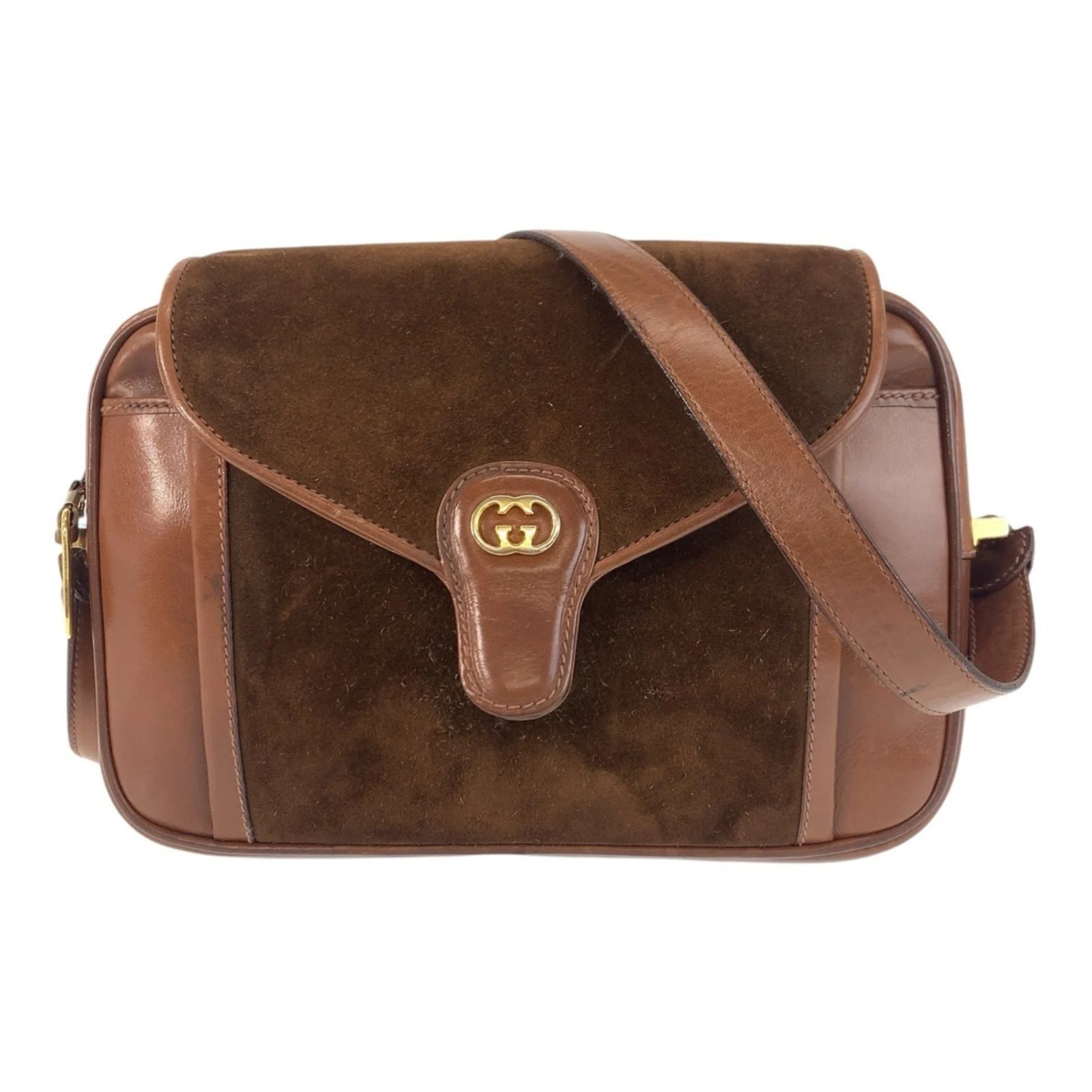 Gucci Vintage Brown Suede Leather Shoulder Bag ref.JC2092130 (Sold 
