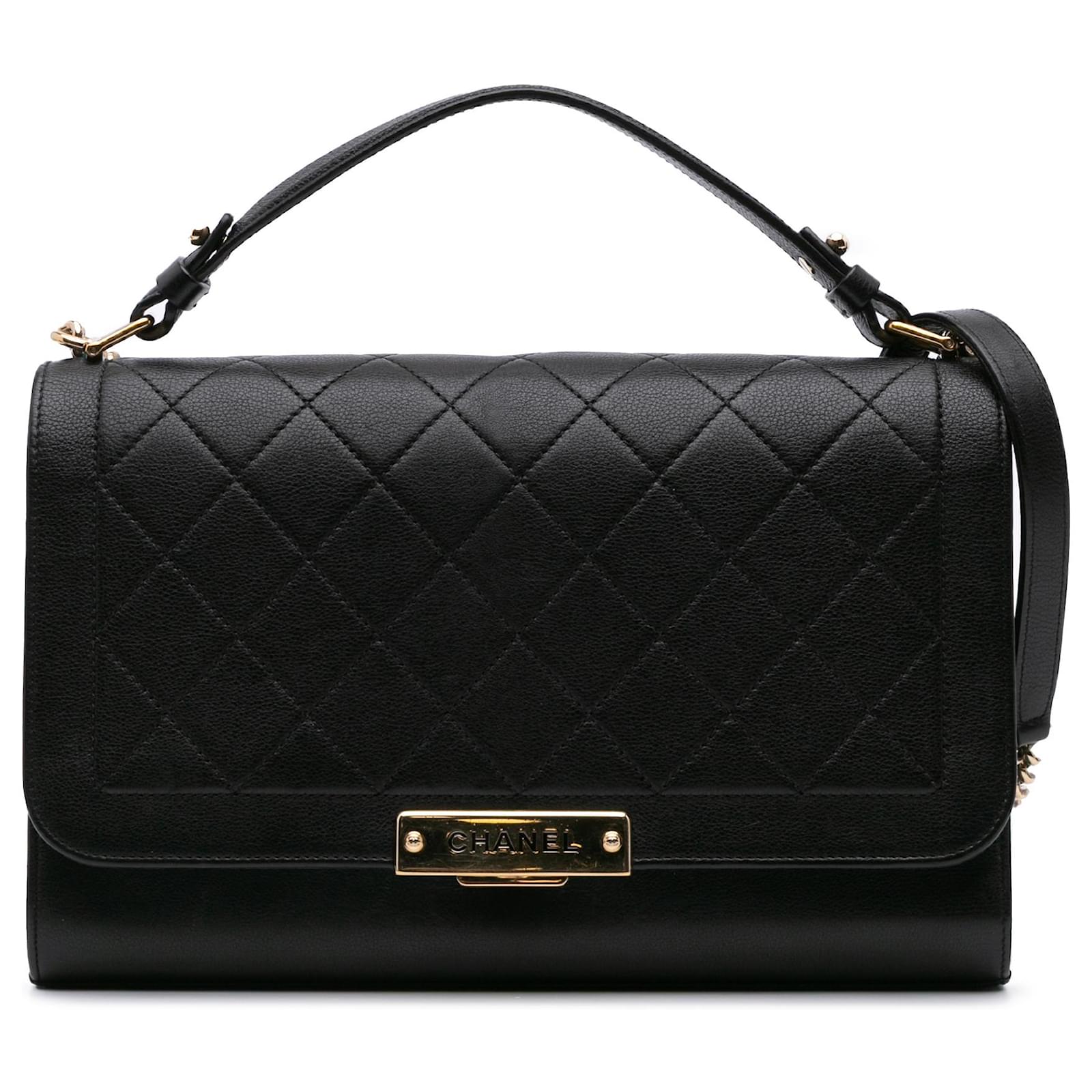 cc 25S Flap Bag 21cm Black Silver Sequin Calfskin