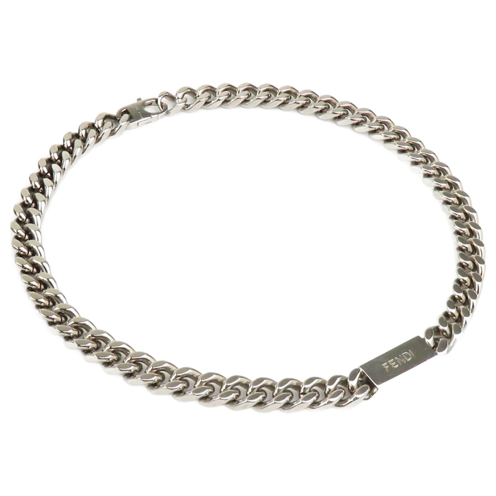 Fendi Silver Metal Necklace for Men Silvery Joli Closet