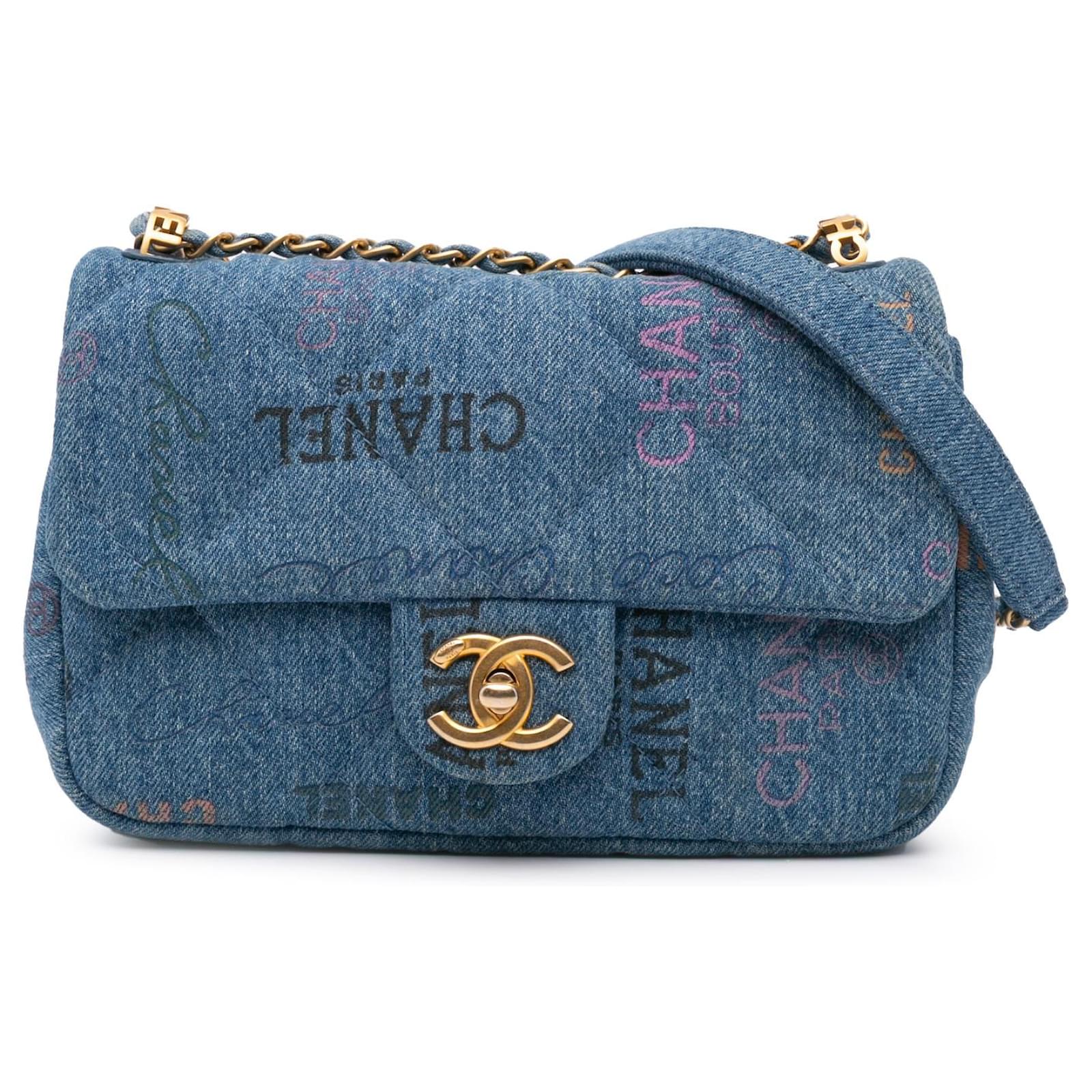 Chanel Blue Mini Rectangular Denim Mood Flap Cloth ref.2094641 - Joli ...