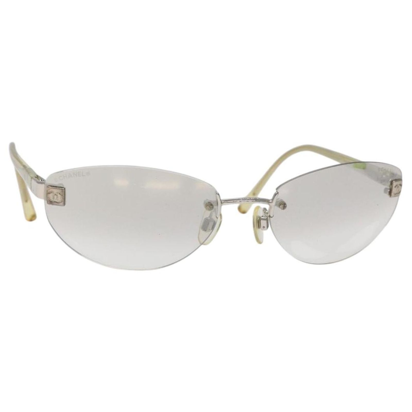 CHANEL Sunglasses metal Silver CC Auth BA10543 CHANEL Sunglasses: Pilot Sunglasses, metal & zirconia  main image 3