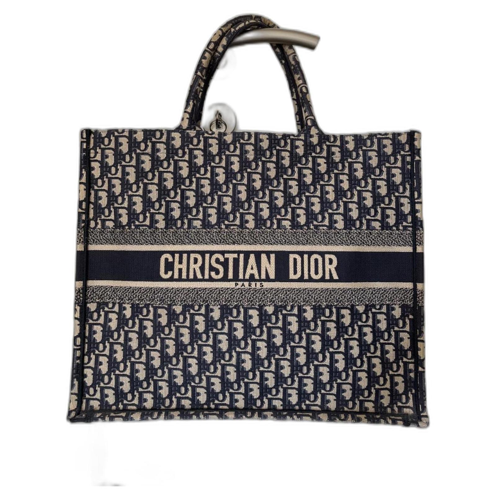Christian Dior Book tote Navy blue Cloth ref.2096343 - Joli Closet
