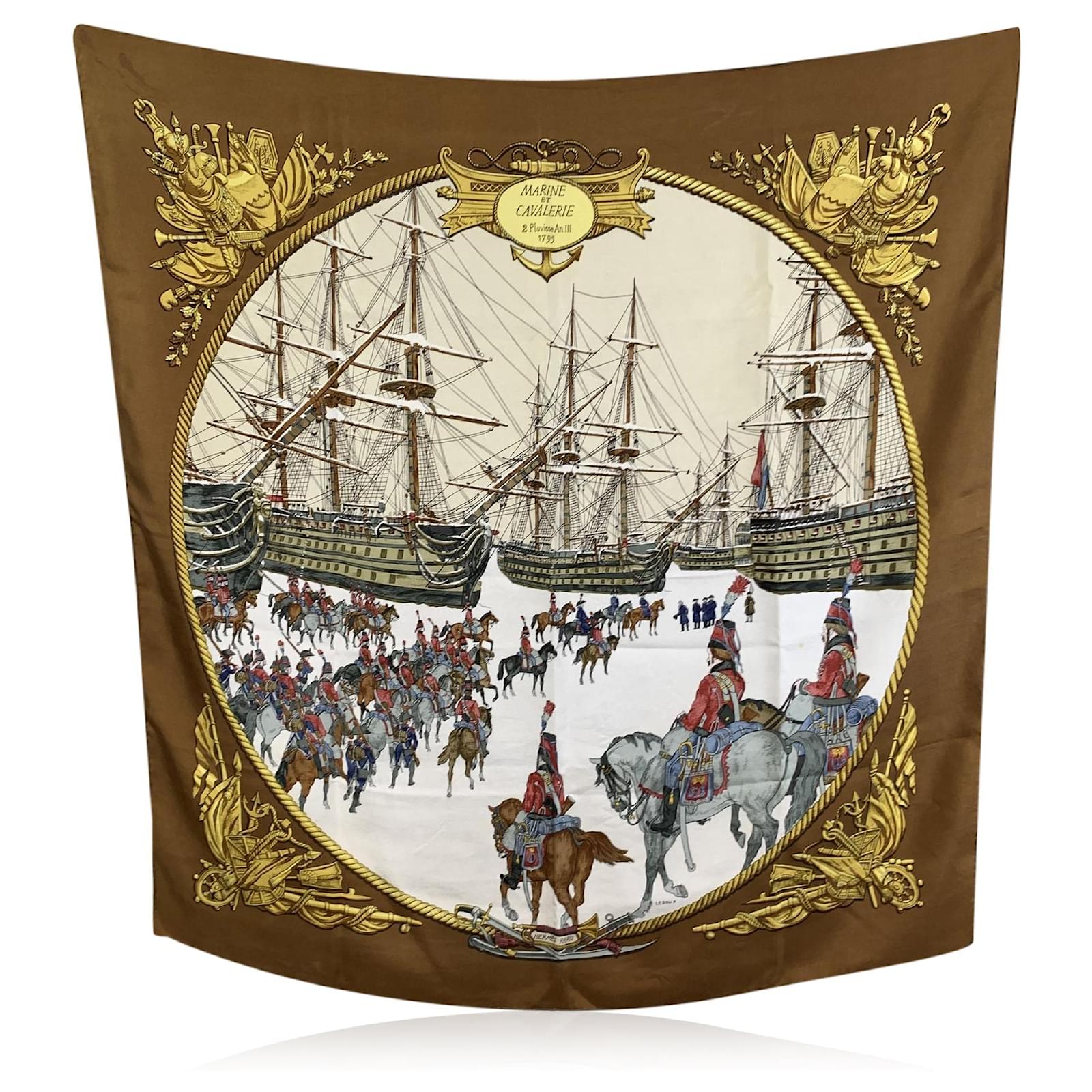 Seta Hermes Vintage Vendita Foulard Hermes Foulard In Seta Vintage Hermès  Carré 90 Marrone Joli