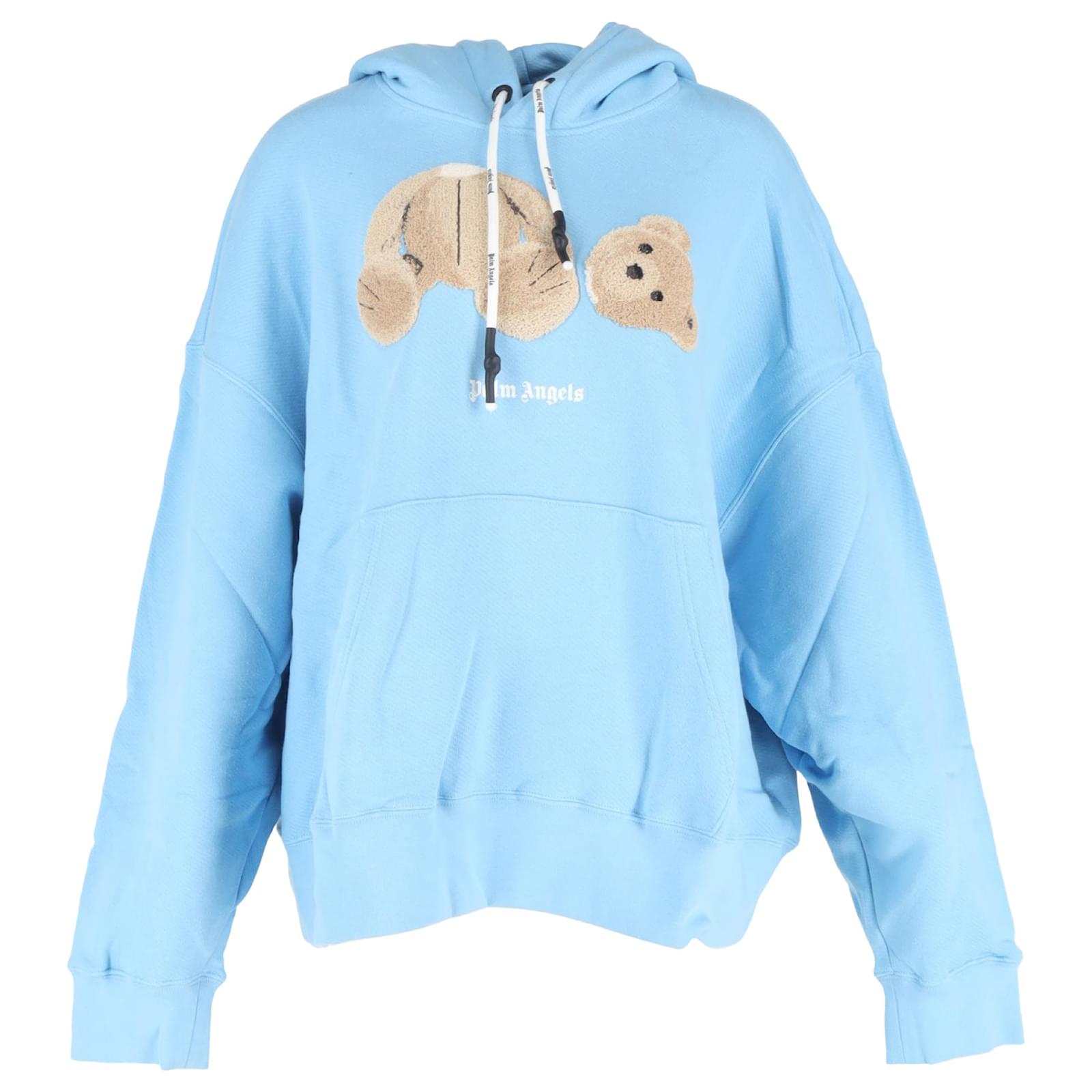 Pullover Hoodie Palm Angels Blue Hoodie Bear Baby Blue Palm Angels
