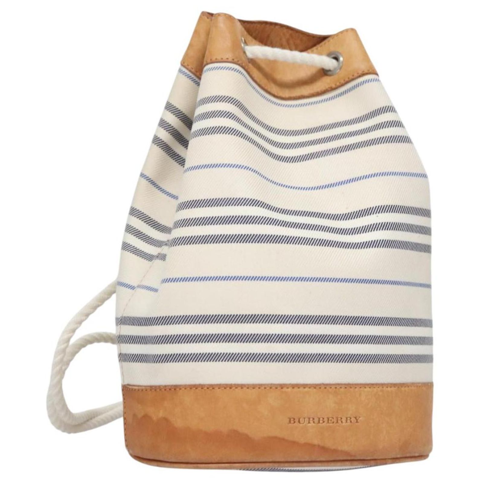 BURBERRY Backpack Canvas White Brown Auth th5698 Cloth ref 