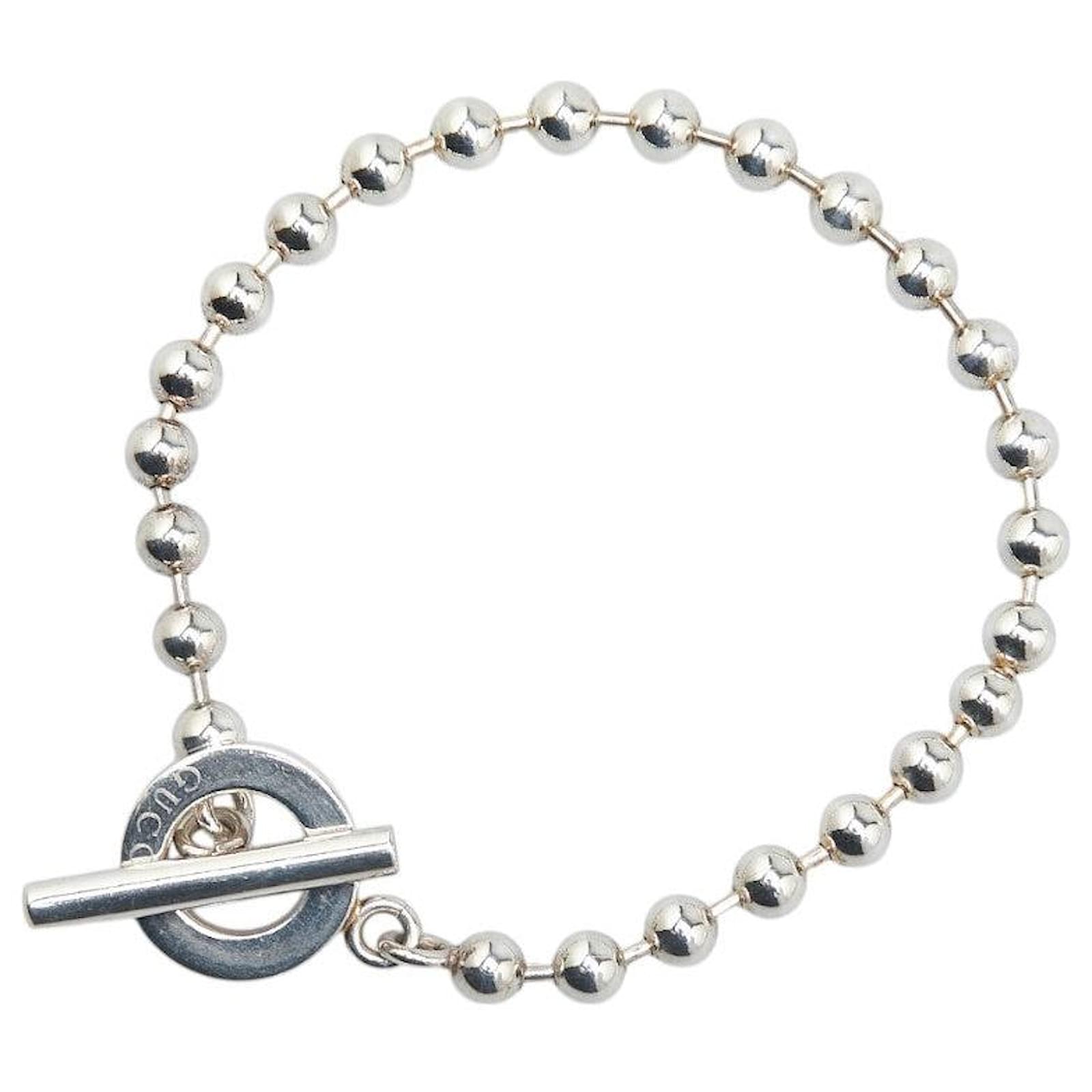 Gucci Silver Ball Chain Bracelet Silvery Metallic Metal ref