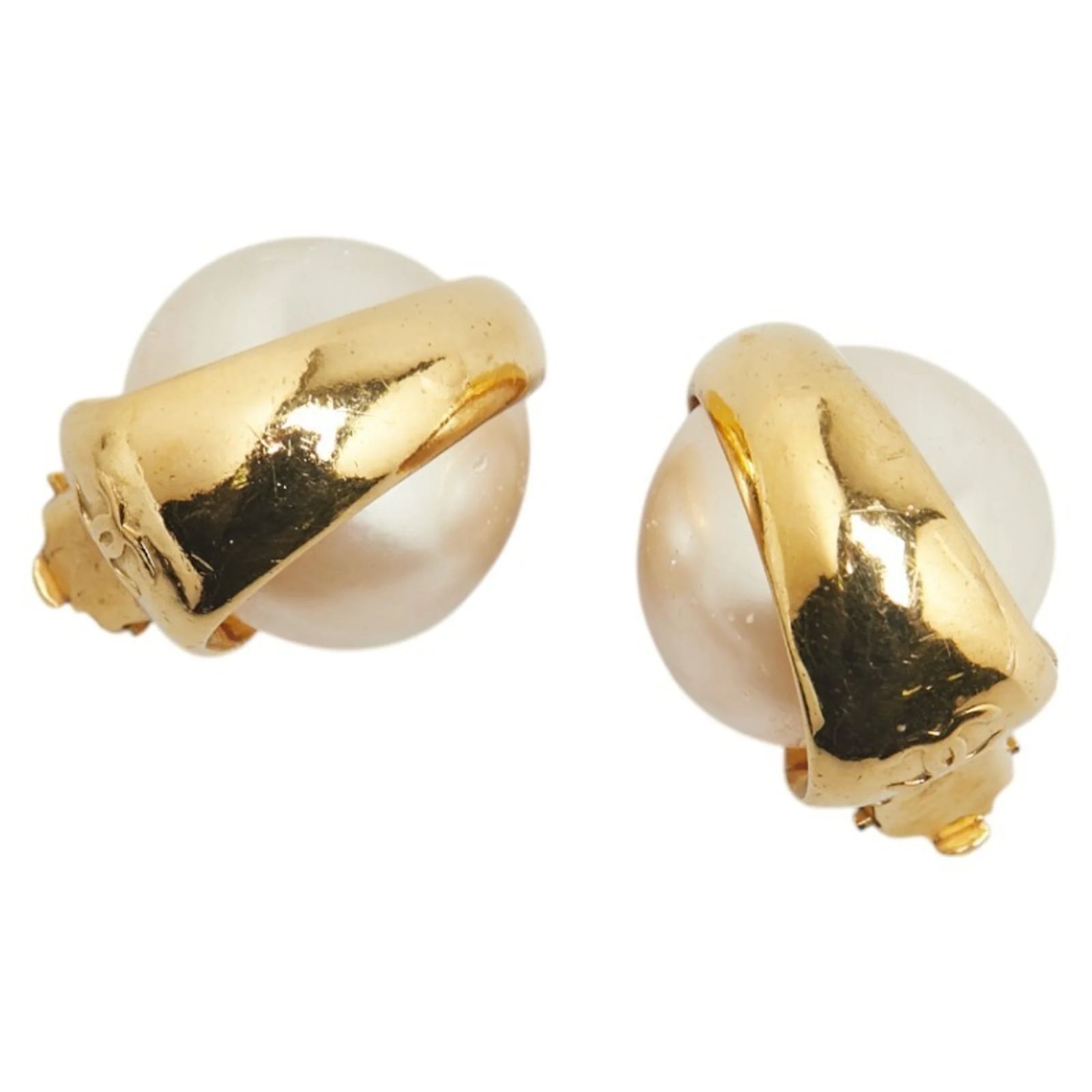 Boucles D'Oreilles Clips Vintage Plaqué Or - Style Chanel/Lacroix Années 50 - Occasion