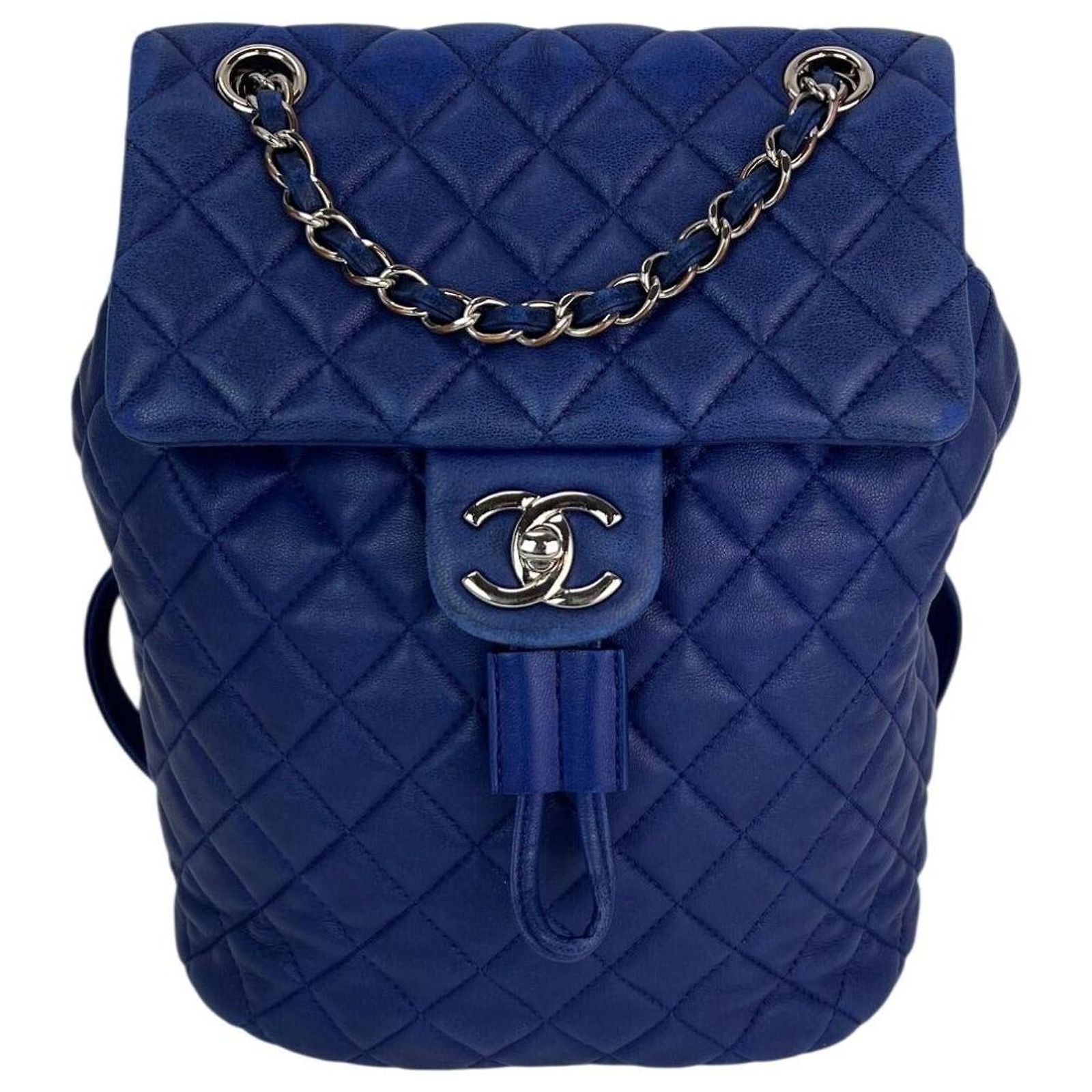 Chanel Lambskin Quilted Small Urban Spirit Blue Backpack  display picture 2