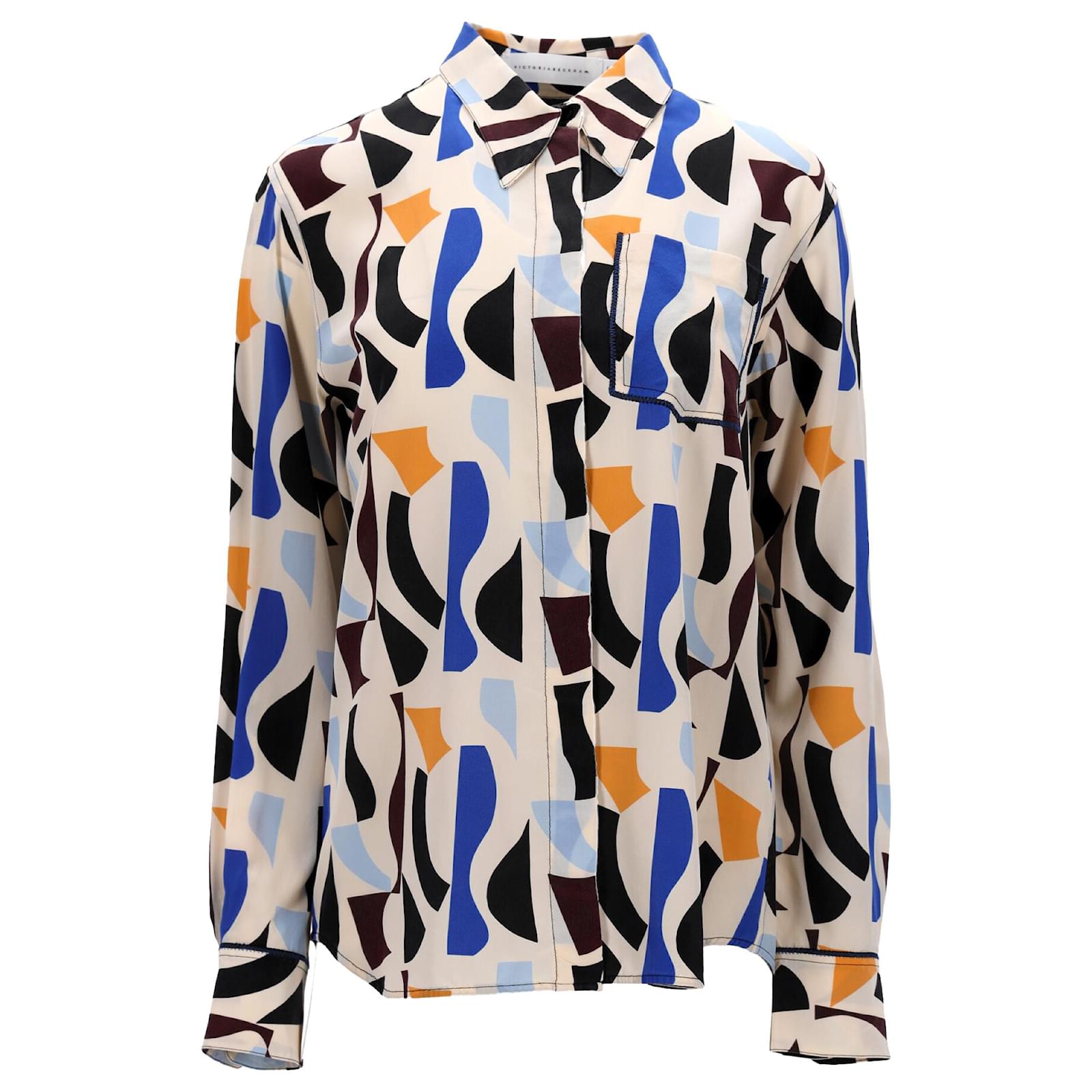 Victoria Beckham Printed Blouse in Multicolor Silk Multiple colors