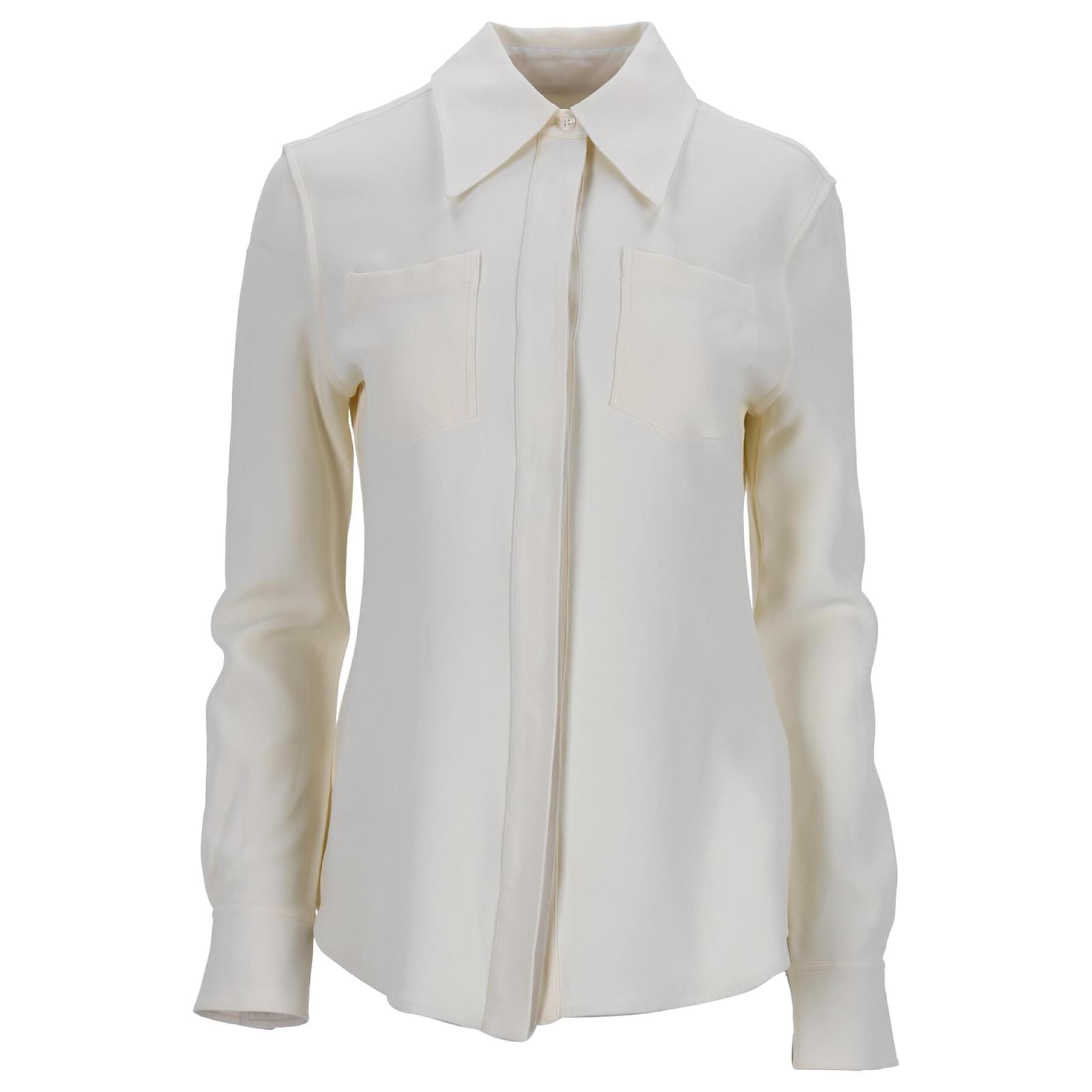 Victoria Beckham Crepe Shirt in White Viscose Cream Cellulose