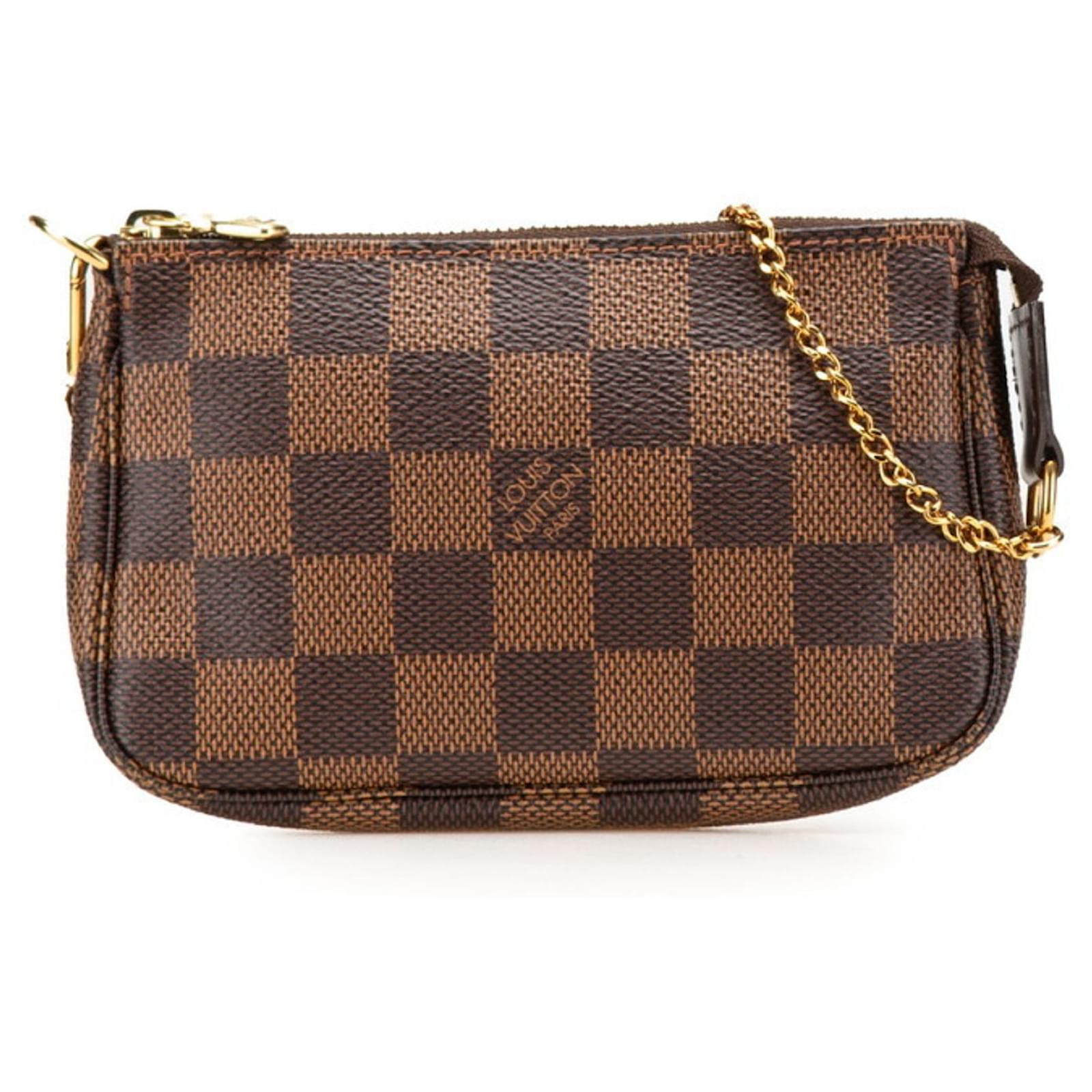 Louis Vuitton Damier Mini Pochette Accessory Pouch Brown Leather