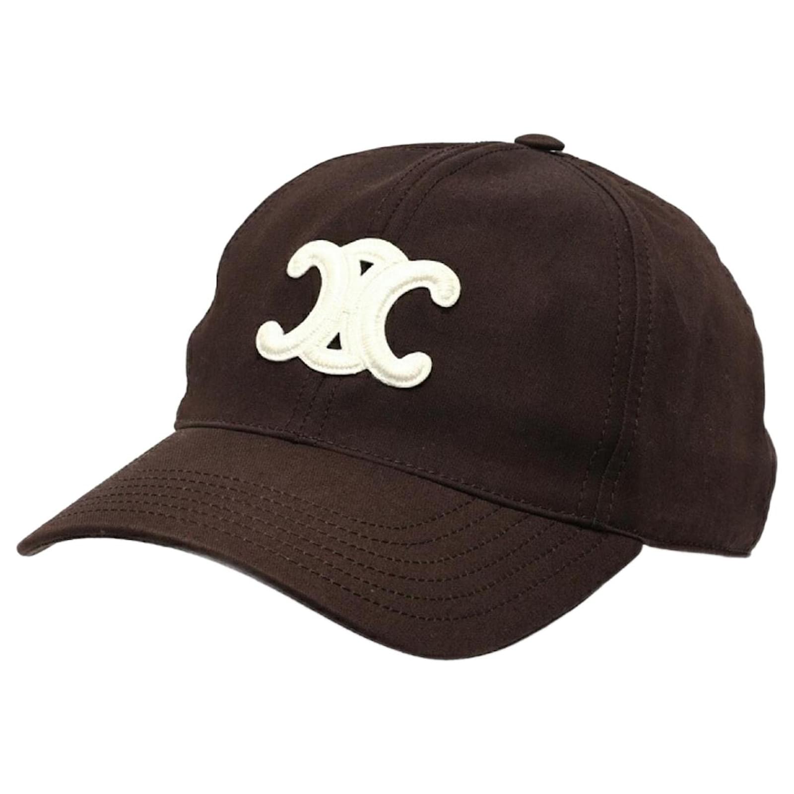 Céline Celine Triomphe Baseball Cap Brown Cotton ref.JC2139165