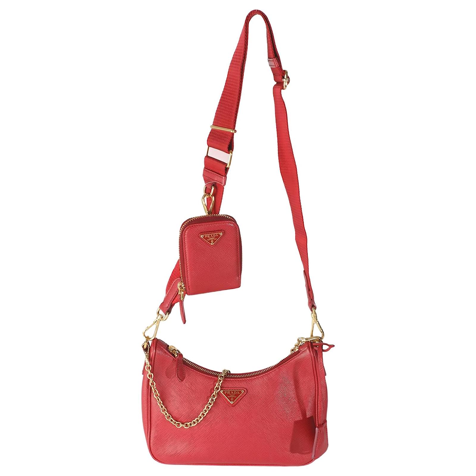 Prada Saffiano Re Edition 2005 Tasche Feuerrot Leder
