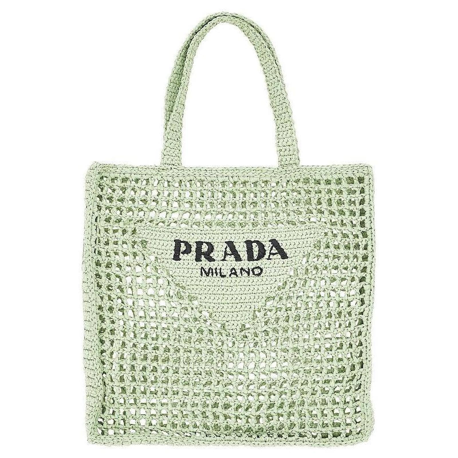 PRADA TOTE BAG IN WOVEN RAFFIA light green Synthetic ref.JC2141806