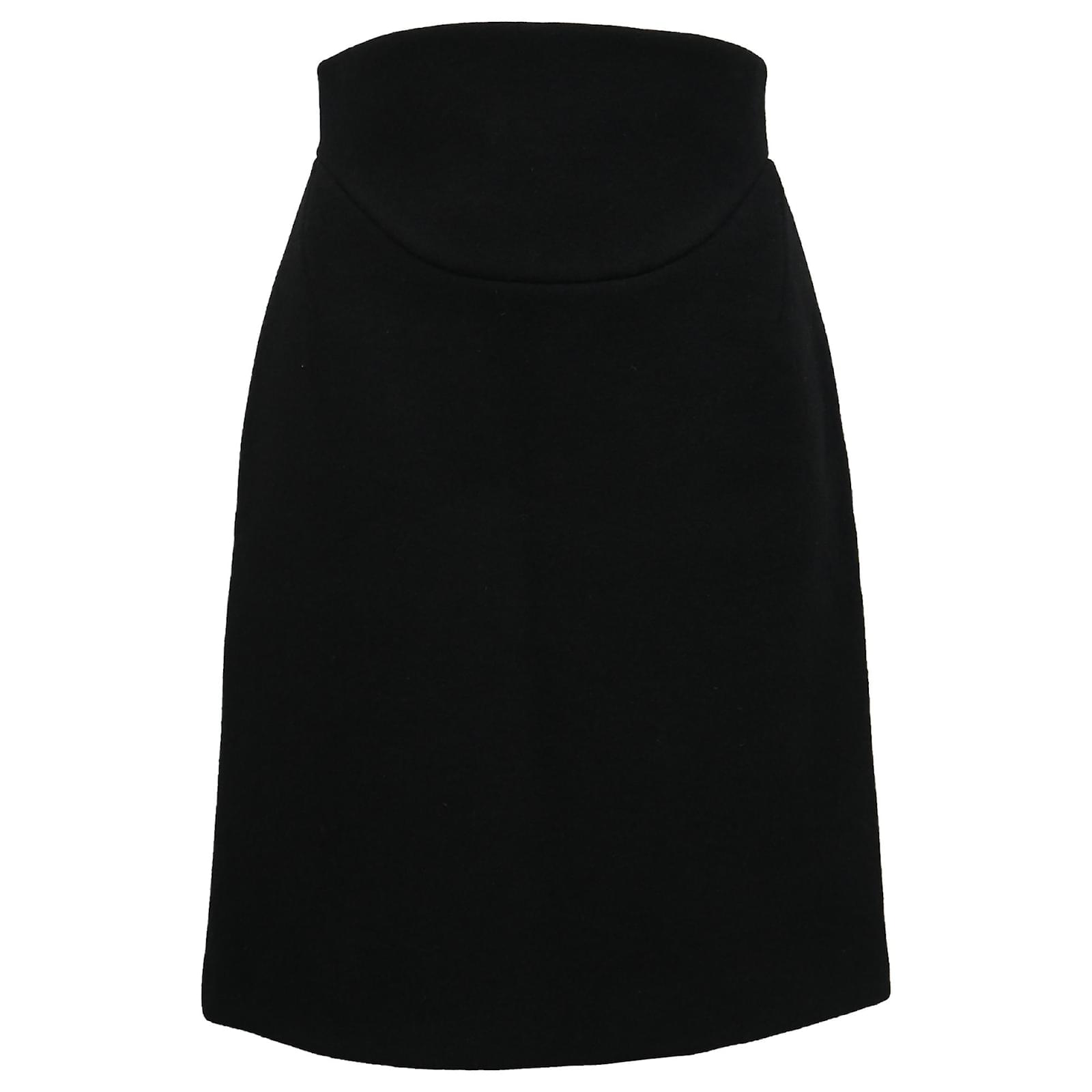 Alaïa Belt Cutout Pencil Skirt in Black Wool Joli Closet