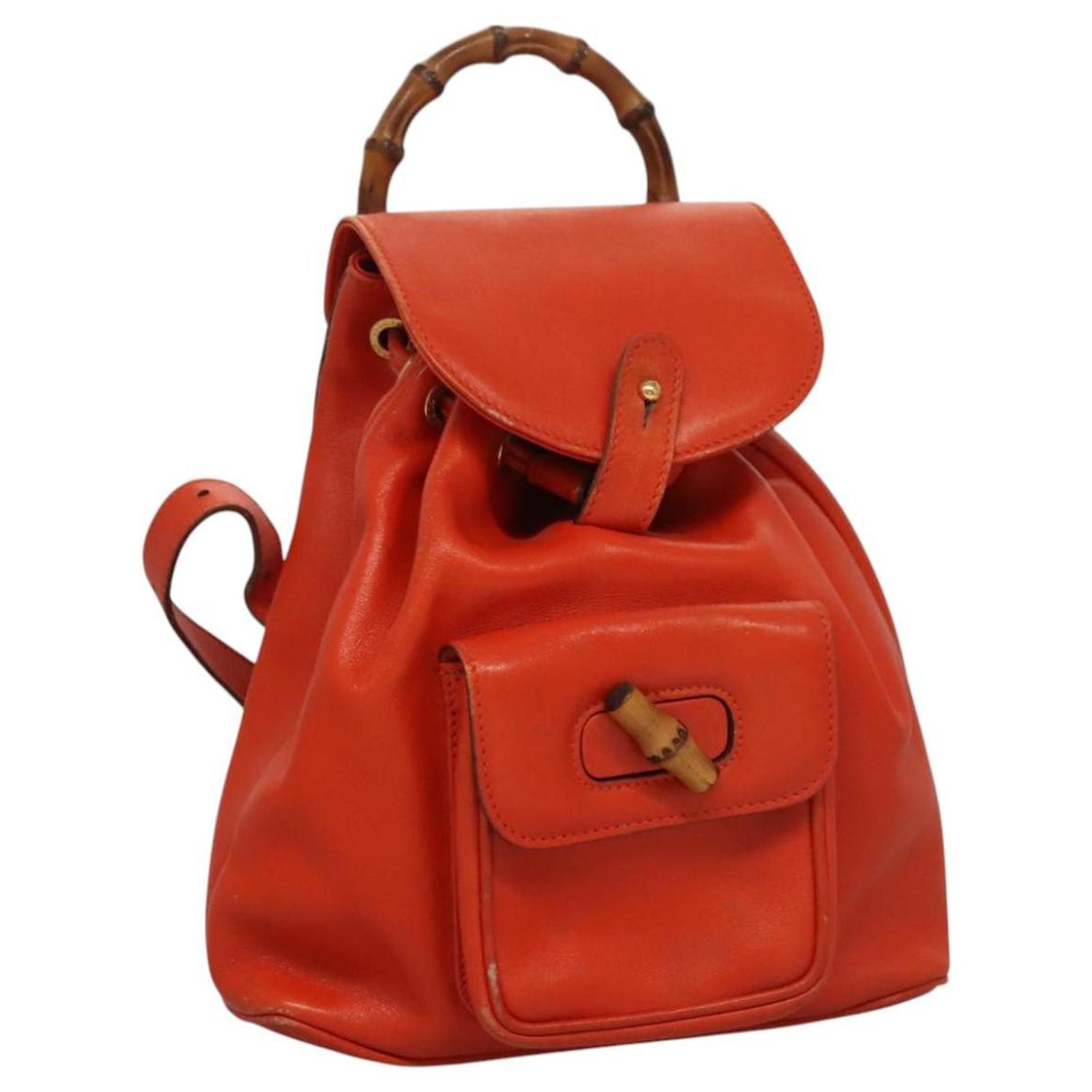 GUCCI Bamboo Backpack Leather Orange 003 2058 0030 Auth  display picture 2