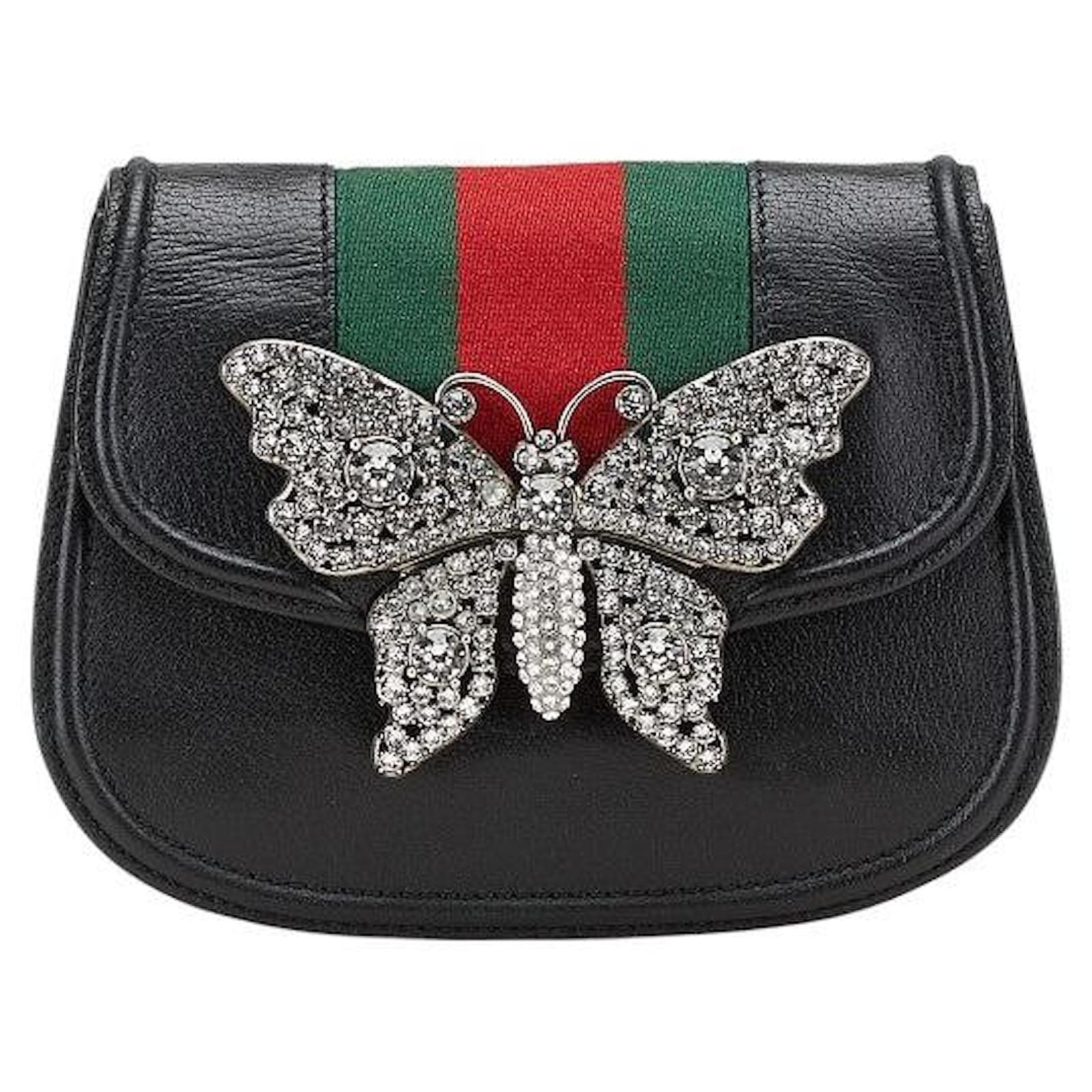 Gucci Leather Totem Butterfly Crossbody Bag 505387 Black ref