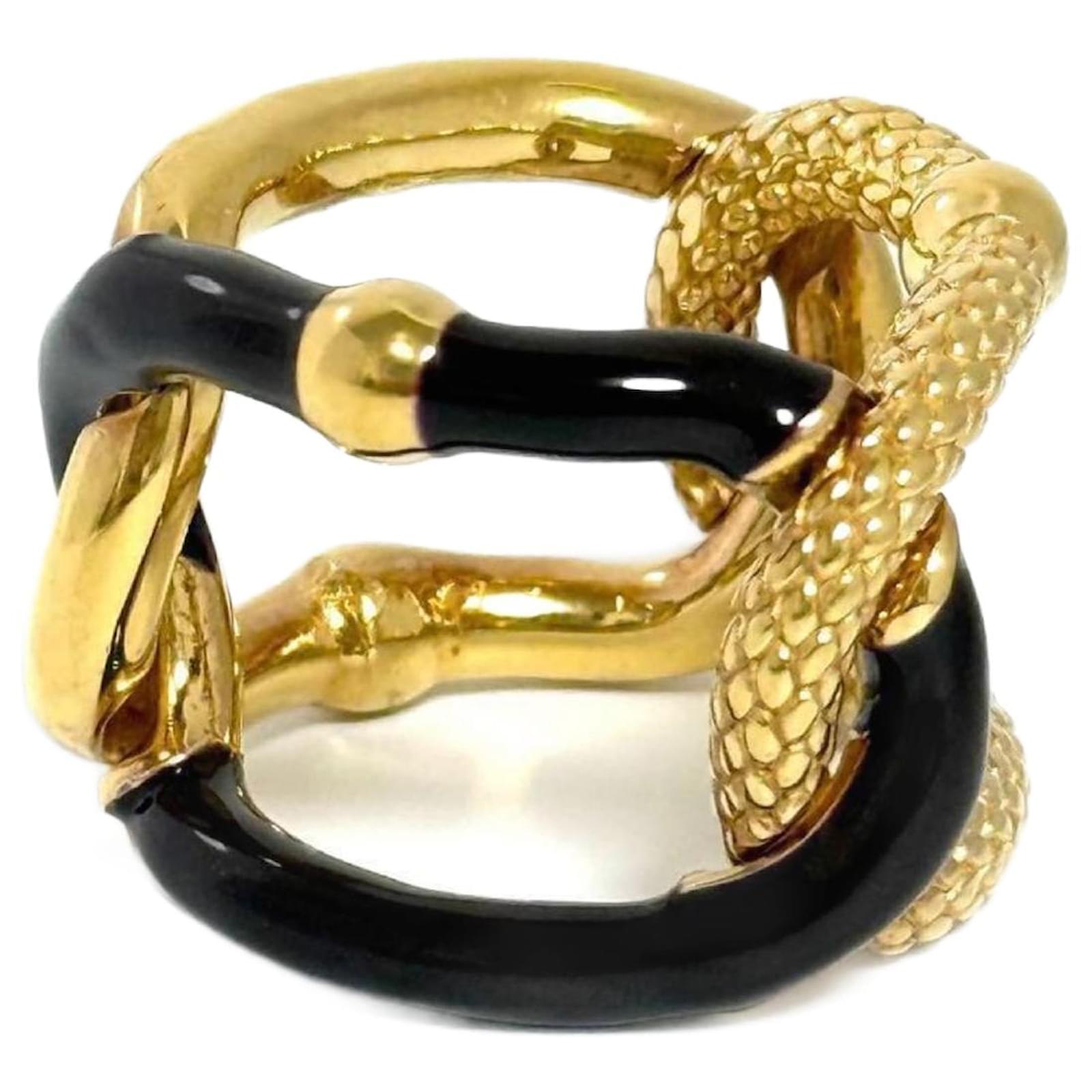 Bottega Veneta Men's Intrecciato Chain Ring Brown Golden