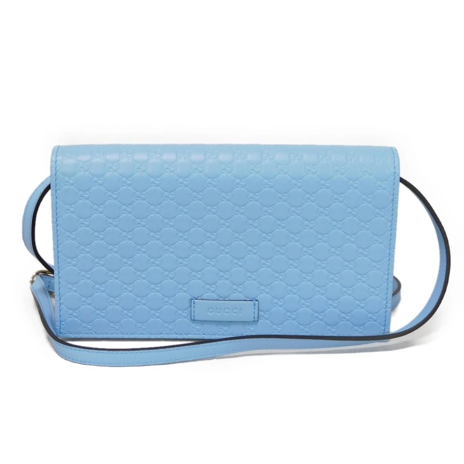 Gucci Light Blue Leather Chain/Shoulder Wallet