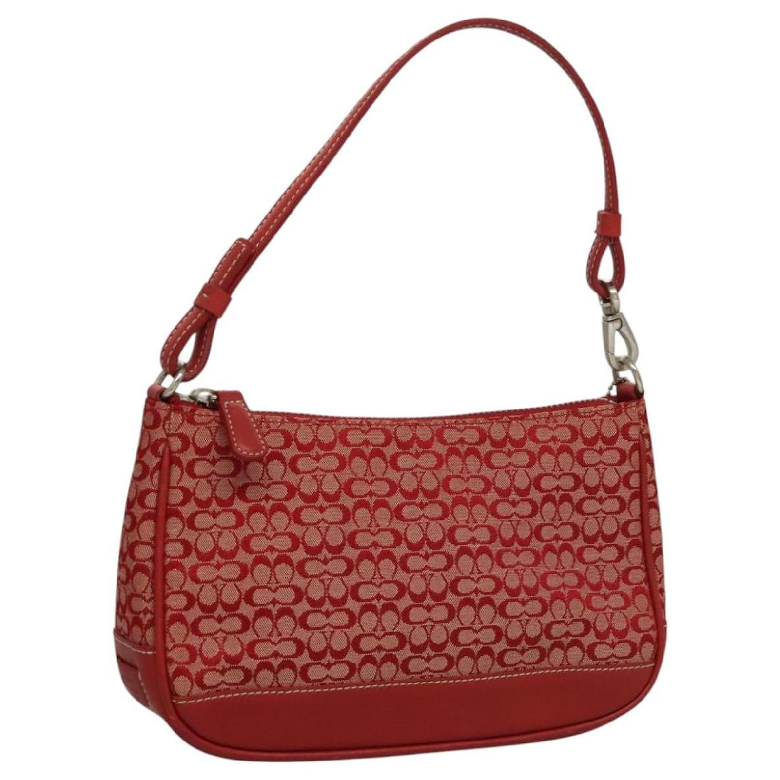 バッグ Coach Signature Accessory Pouch Red Coach Signature Accessory Pouch Red