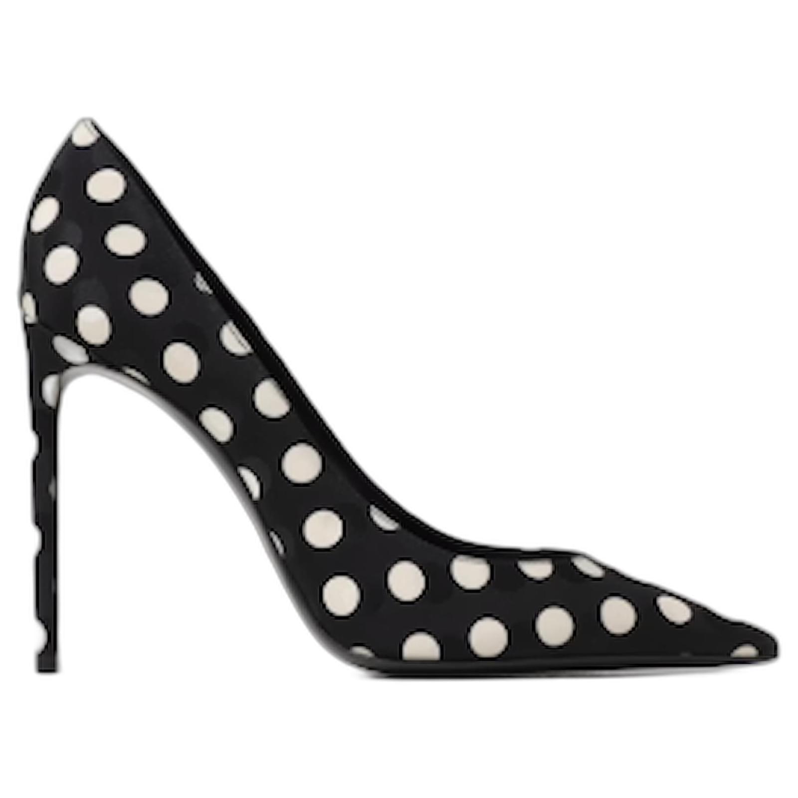 Yves Saint Laurent Zapatos de Tacón con Lunares Negro Paño ref