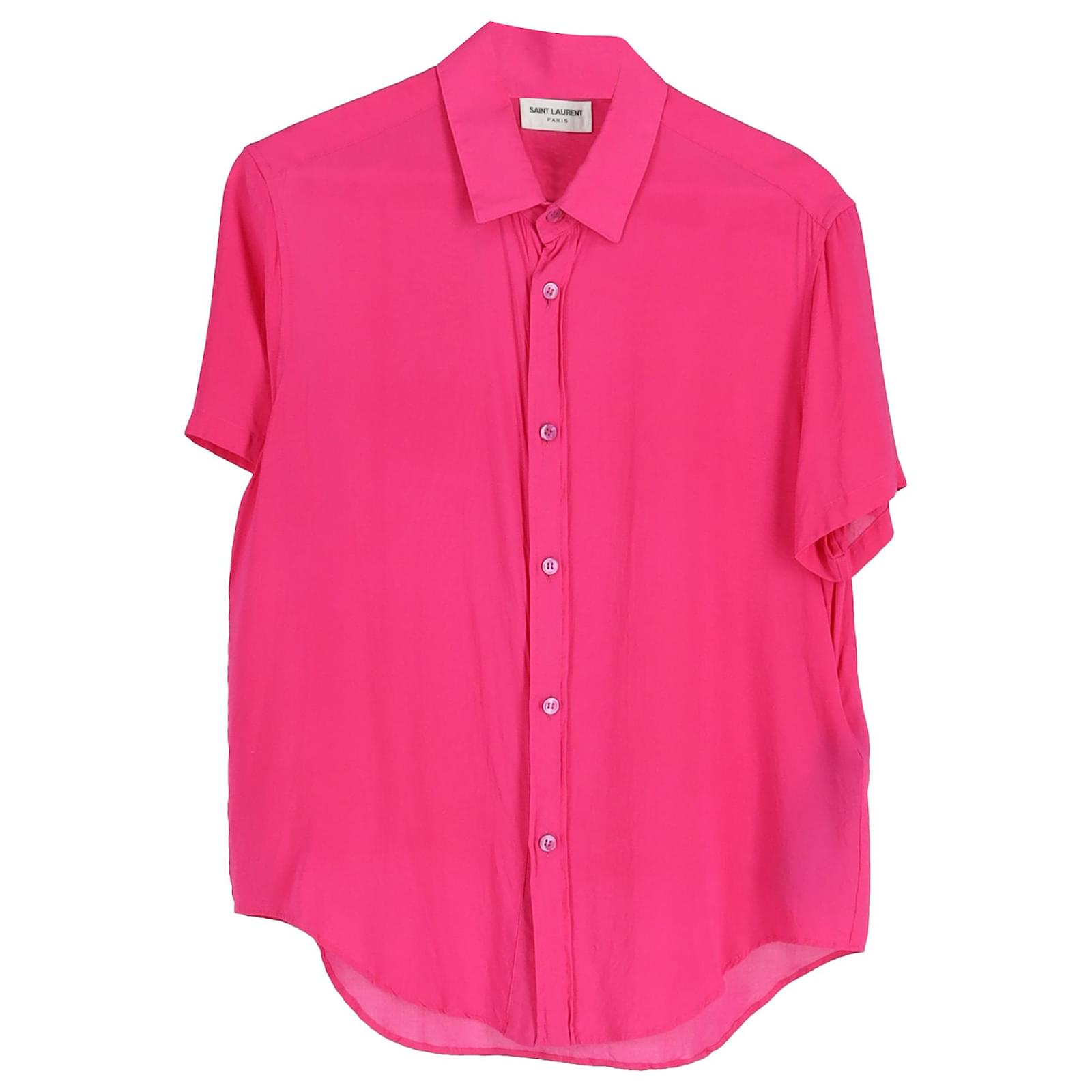Camicia a maniche corte Saint Laurent 2022 in viscosa rosa Fibra - Main Image