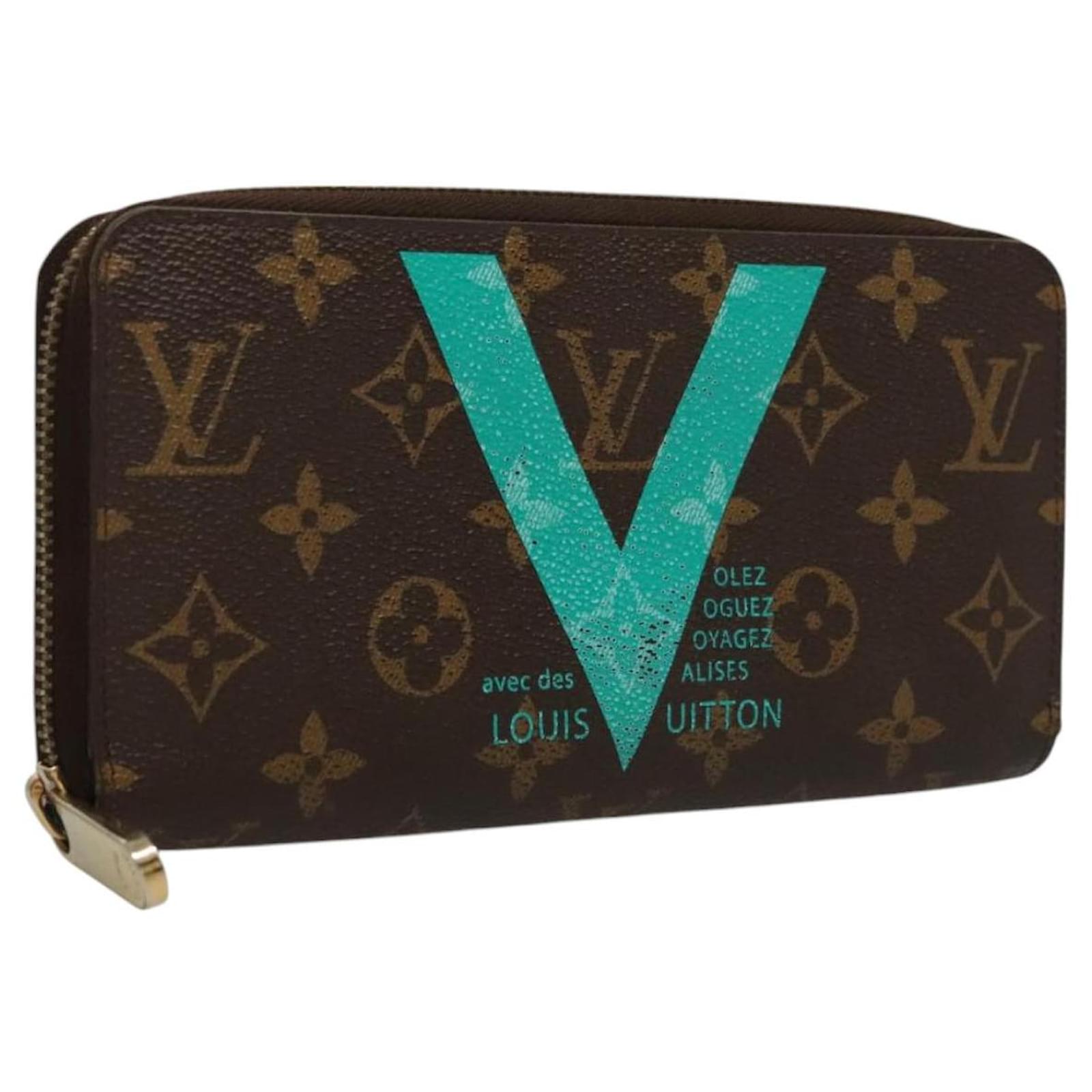 LOUIS VUITTON Monogram V Line Zippy Wallet Turquoise Green M60928