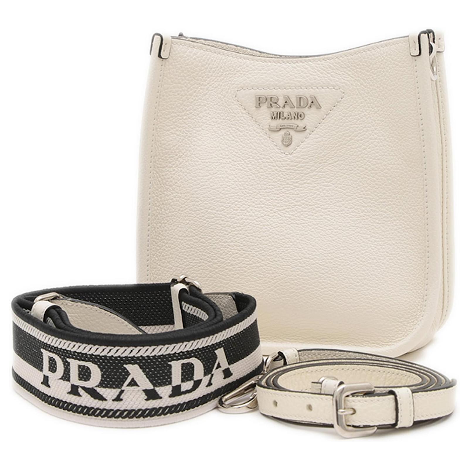Prada Shoulder Bag Vitello Dino Leather White ref.2153919