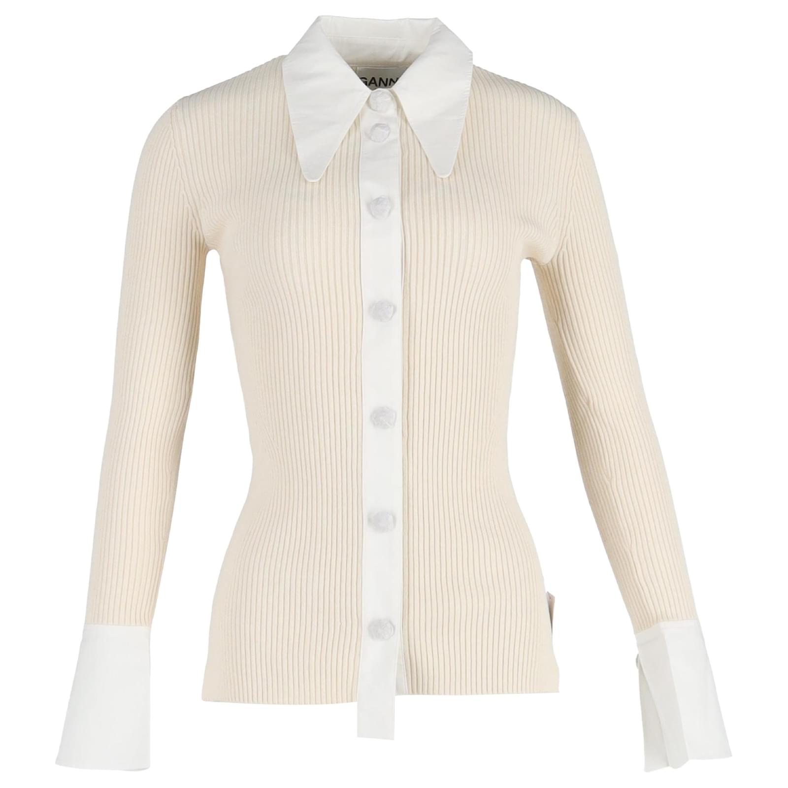 HOT Ganni Clothing Ganni Rib Knit Cardigan Ganni Ribbed-Knit