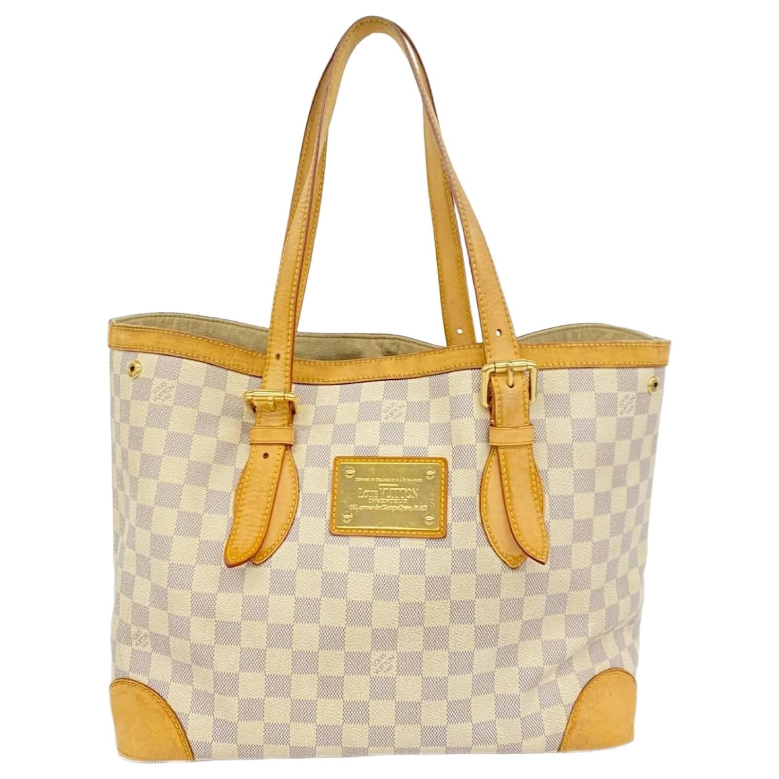 LOUIS VUITTON Damier Hampstead MM Tote Bag Handbag N51204 Brown Gold Metal