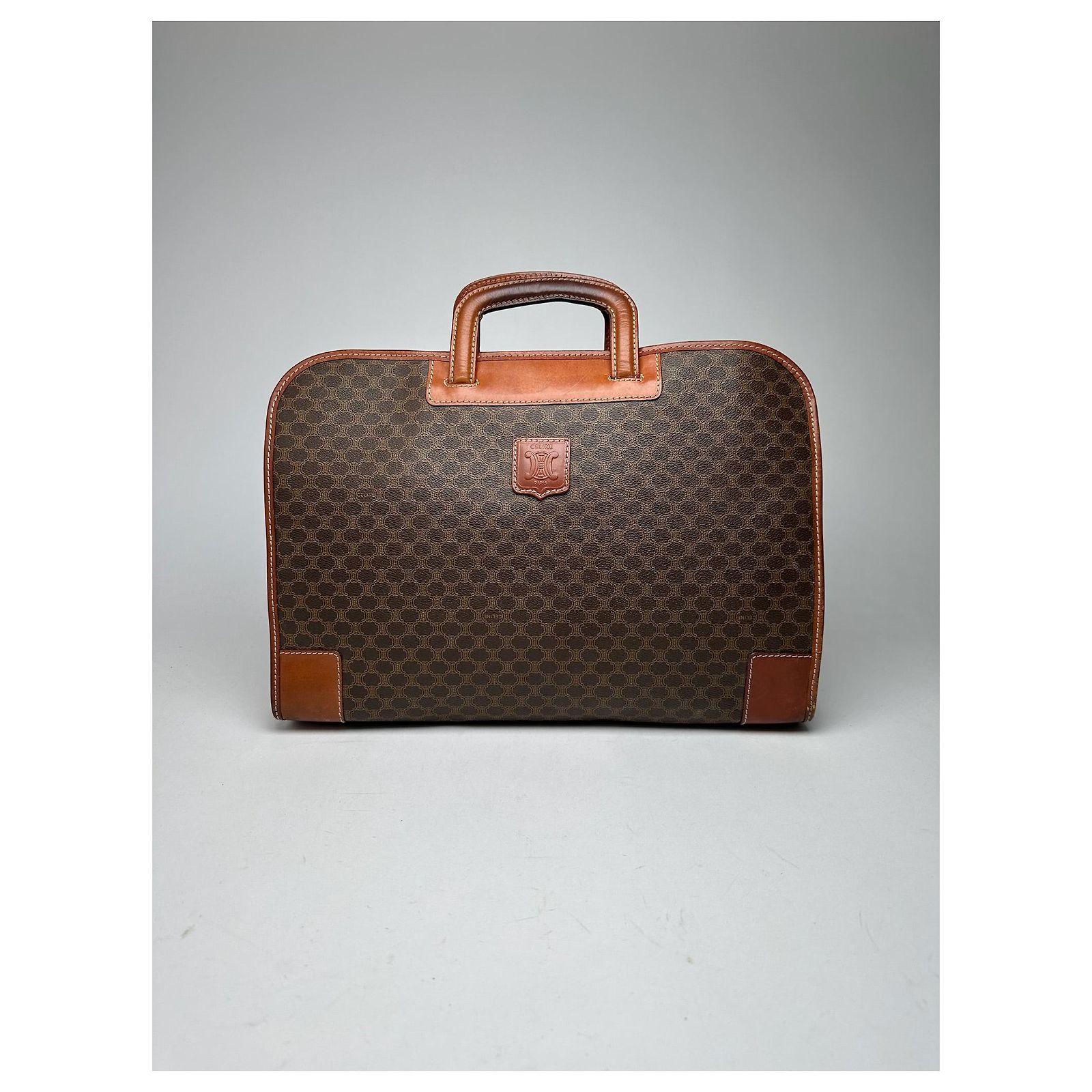CELINE ケース ヴィンテージ Céline Vintage Celine Paris Leather monogram briefcase brown ref