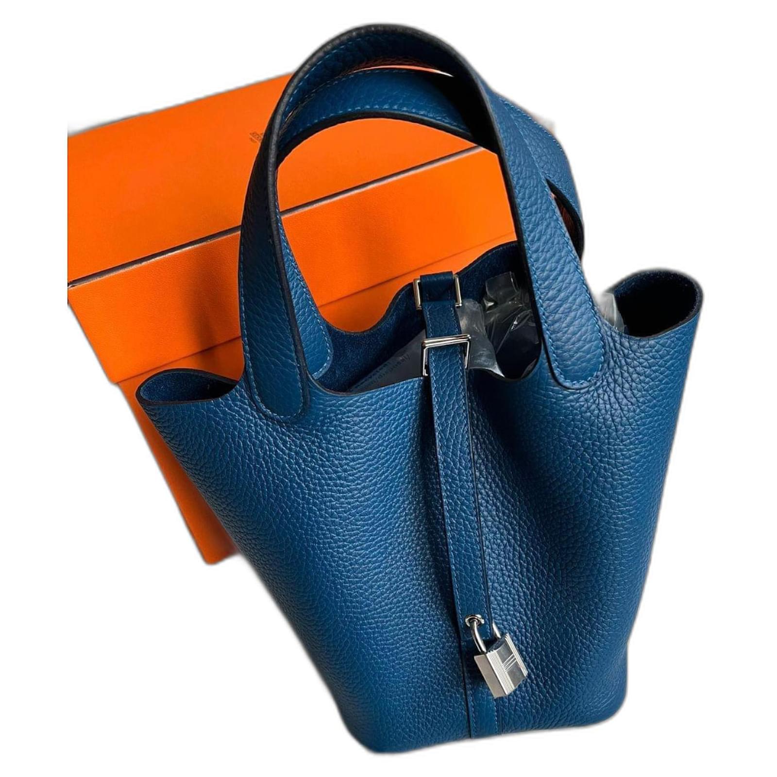 バッグ HERMES Picotin PM Blue Tie Hermès Picotin 18 Taurillon Clémence Bleu Tie | SACLÀB