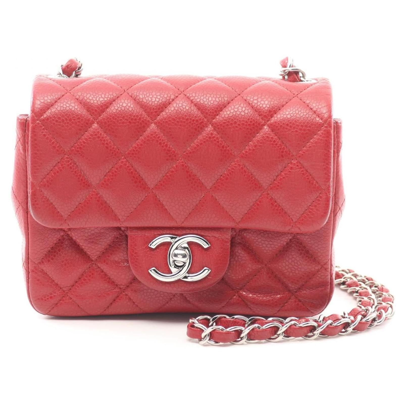 Chanel Grained Calfskin Mini Matelasse Shoulder Bag A35200 Red