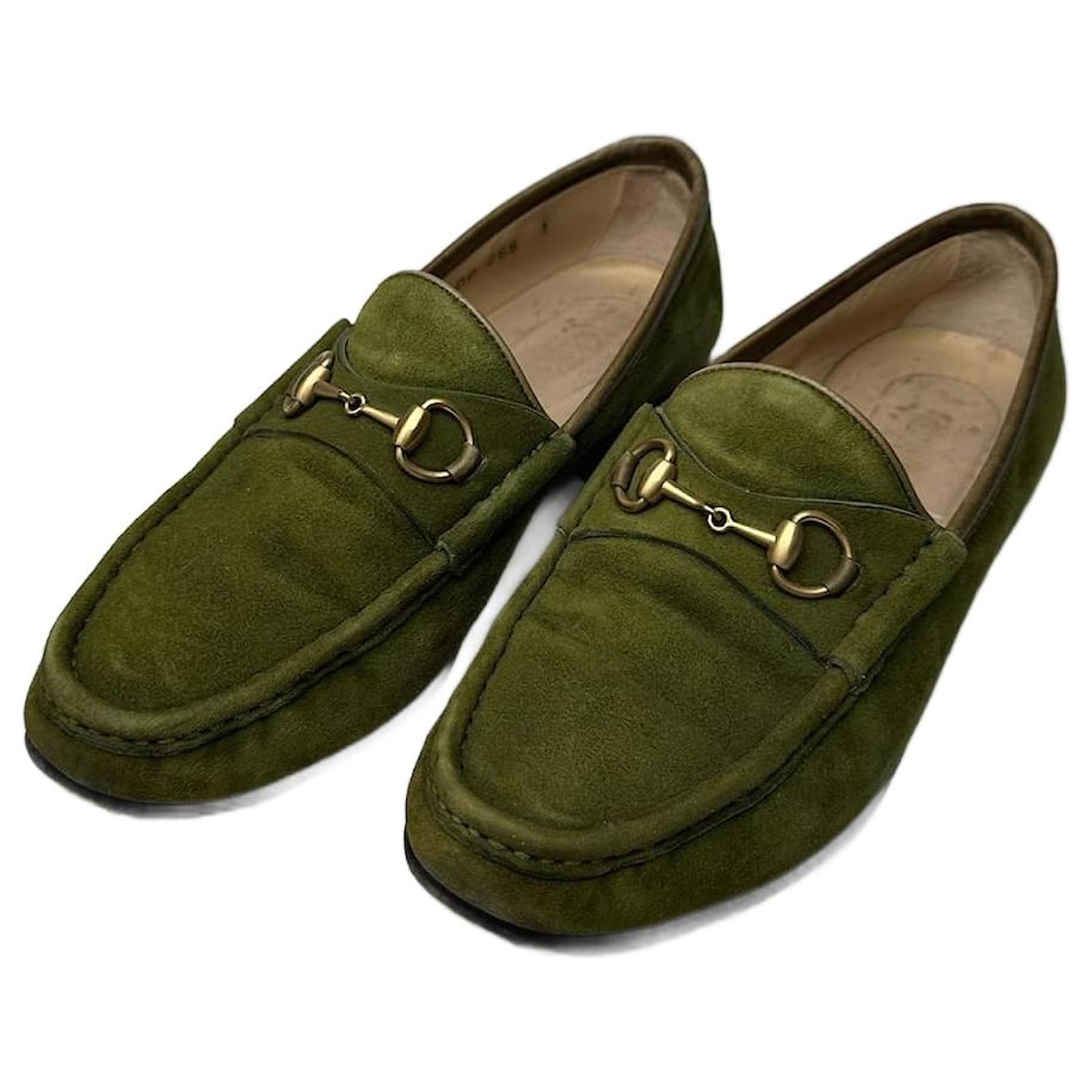 Mocassini in suede vintage Gucci verdi Verde Svezia
