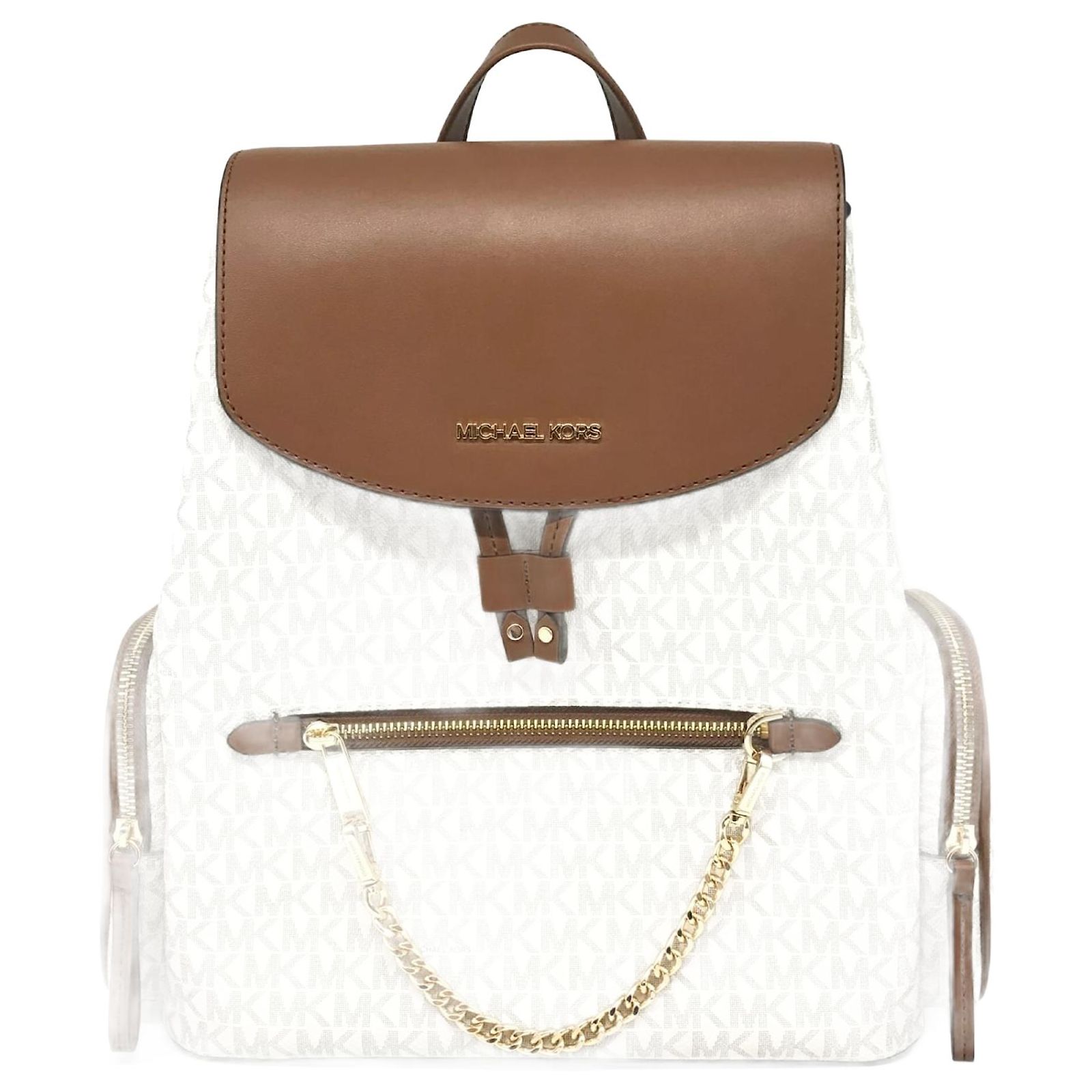 Michael Kors Brown and Cream Backpack michael kors mini backpack cream + grey | Depop main image 4
