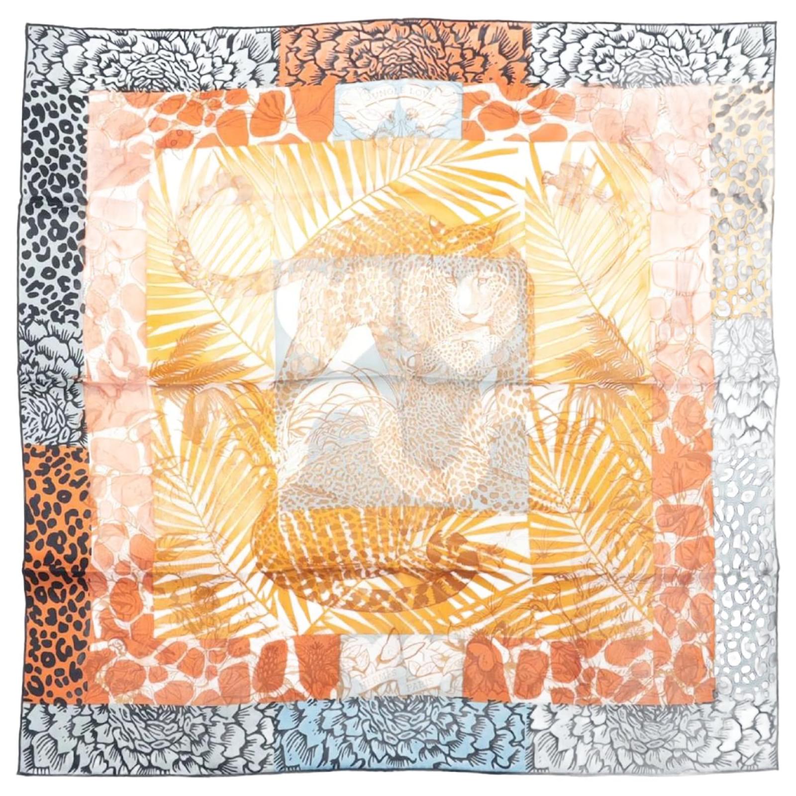 Hermès Hermes Carre 70 Jungle Love au Tampon Scarf Brown