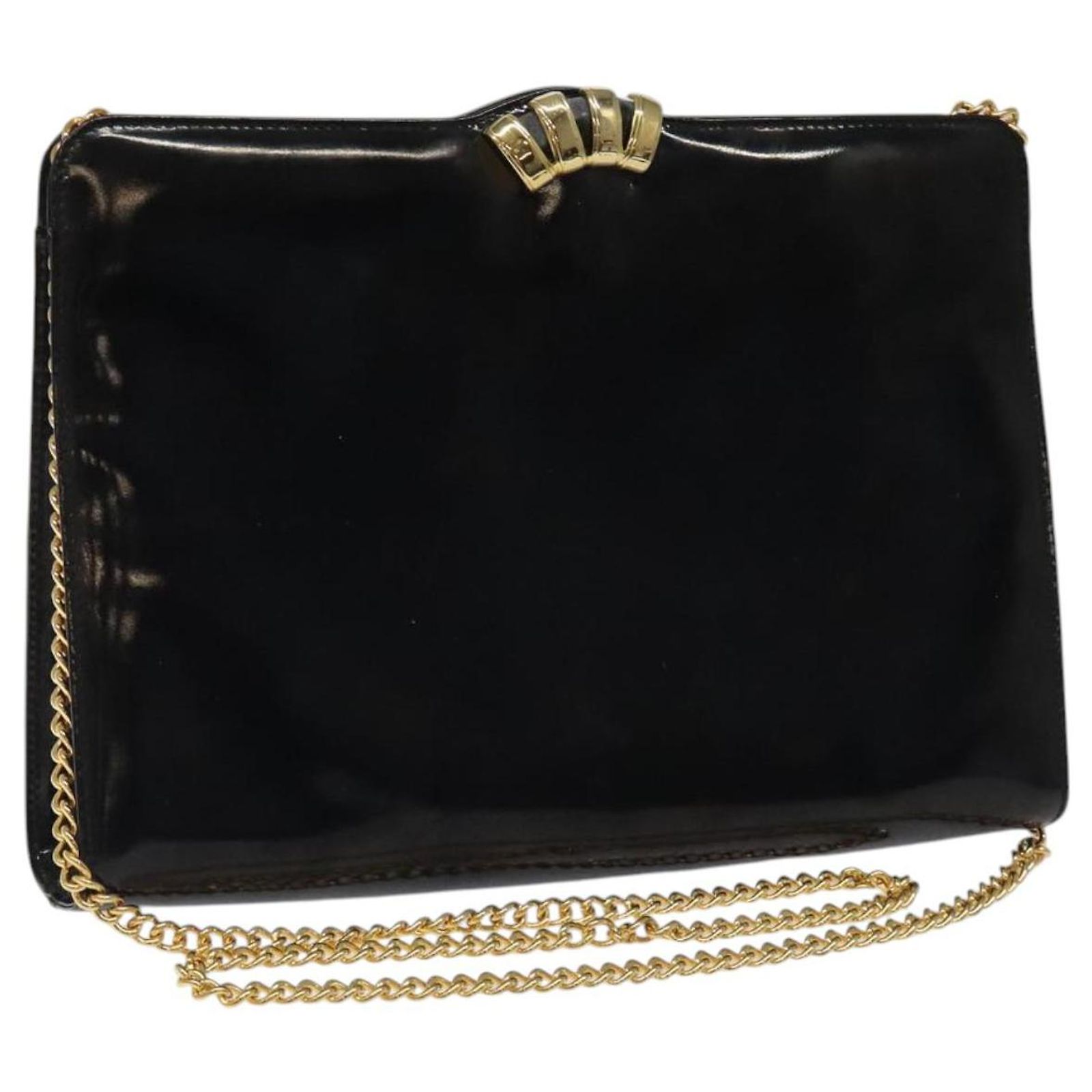Salvador Ferragamo Gold and Black Women\'s clutch bag Black Ferragamo Clutch Purse - Etsy main image 2