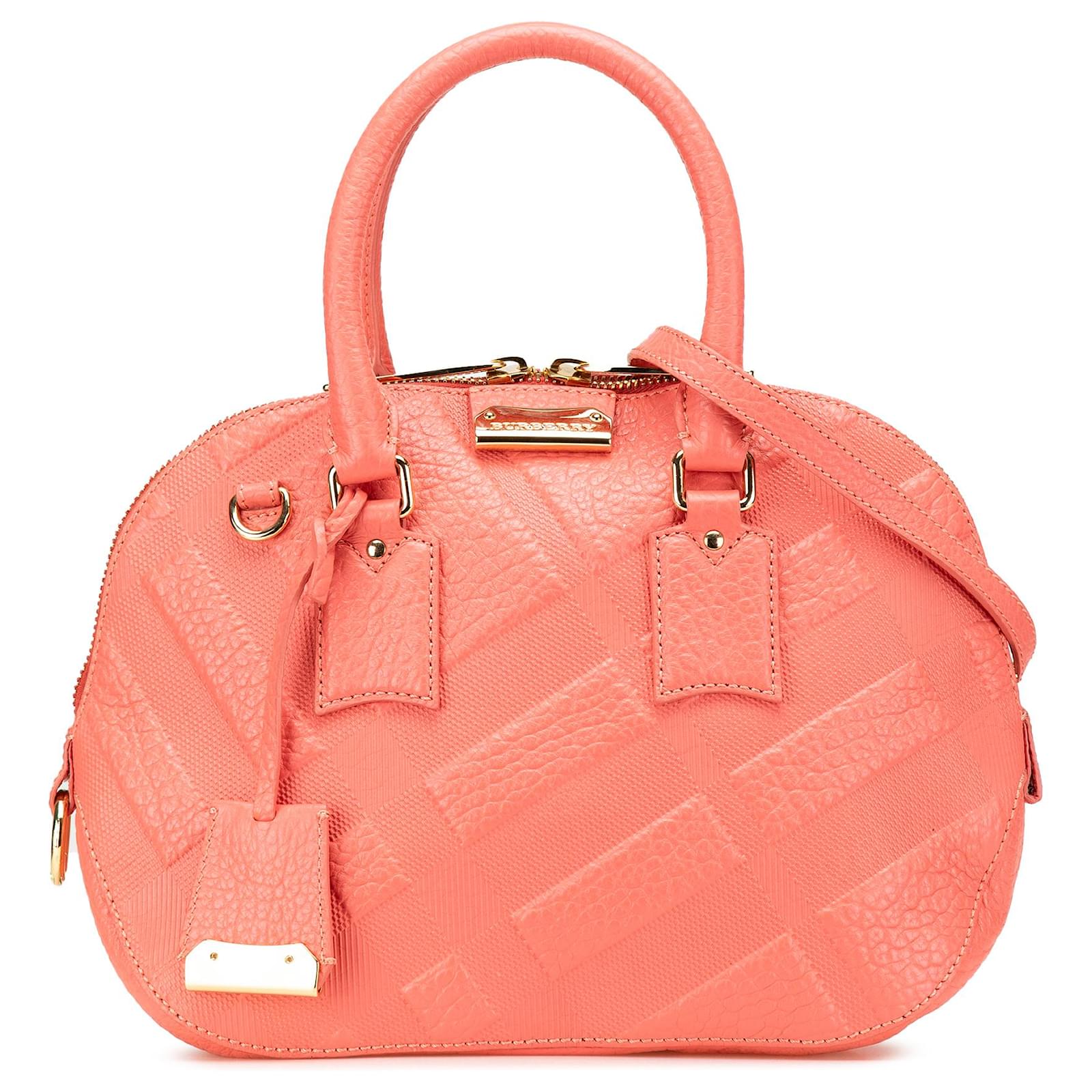 Burberry Pink Small Heritage Grain Check Embossed Orchard