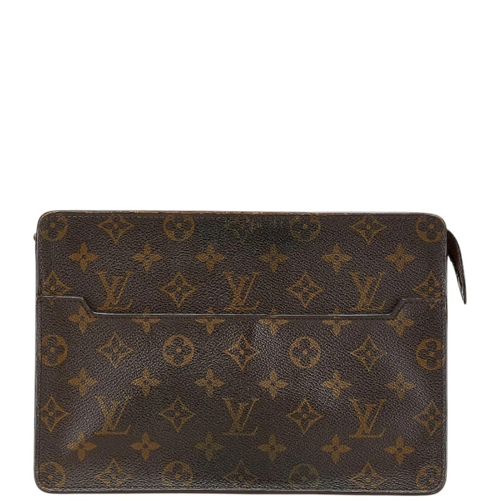 Bolso Clutch Monogram Hombre Louis Vuitton Castaño Cuero Plástico