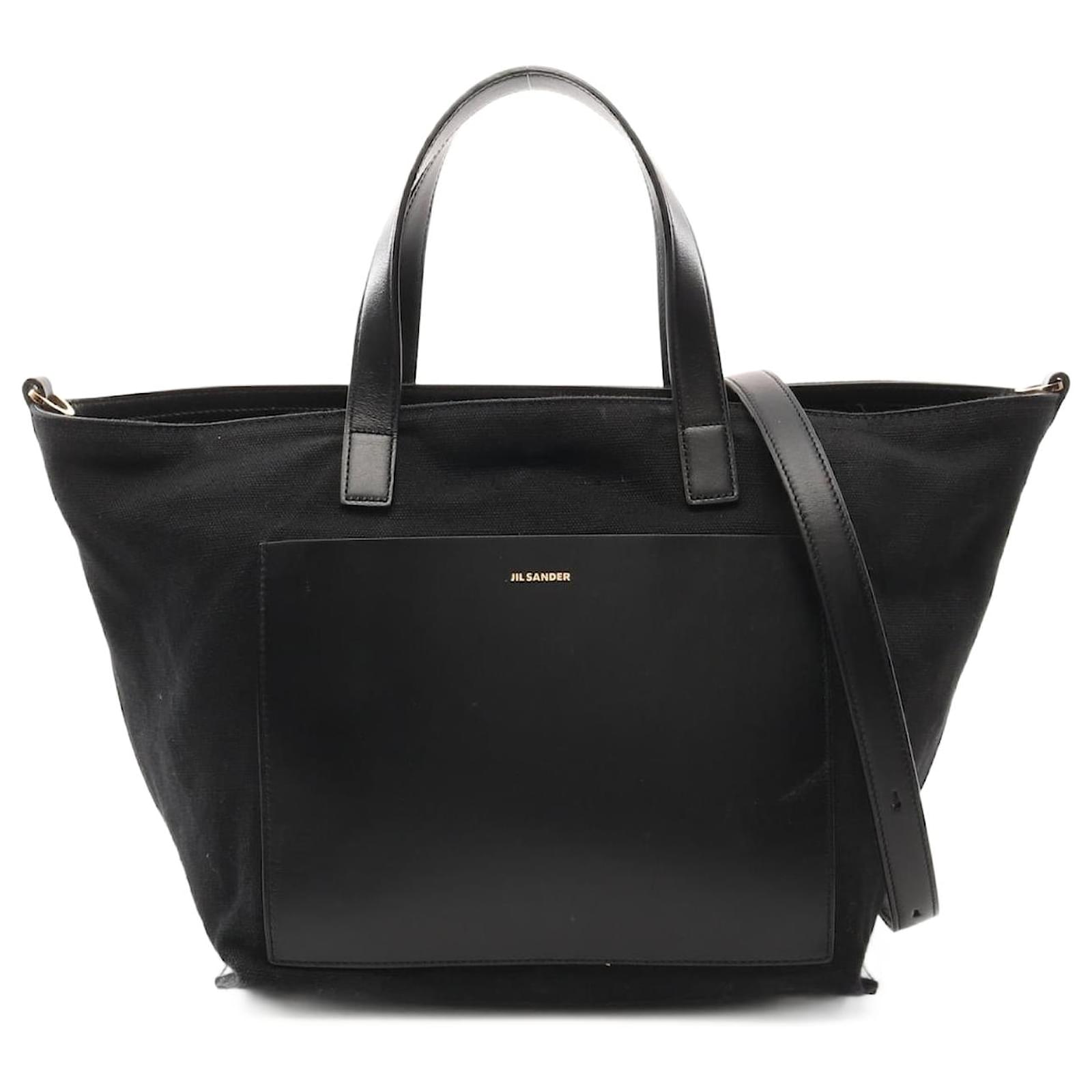 Jil Sander Canvas Leather Small Tote Bag Black ref.2179938 Jil Sander Canvas Leather Small Tote Bag Black ref.2179938