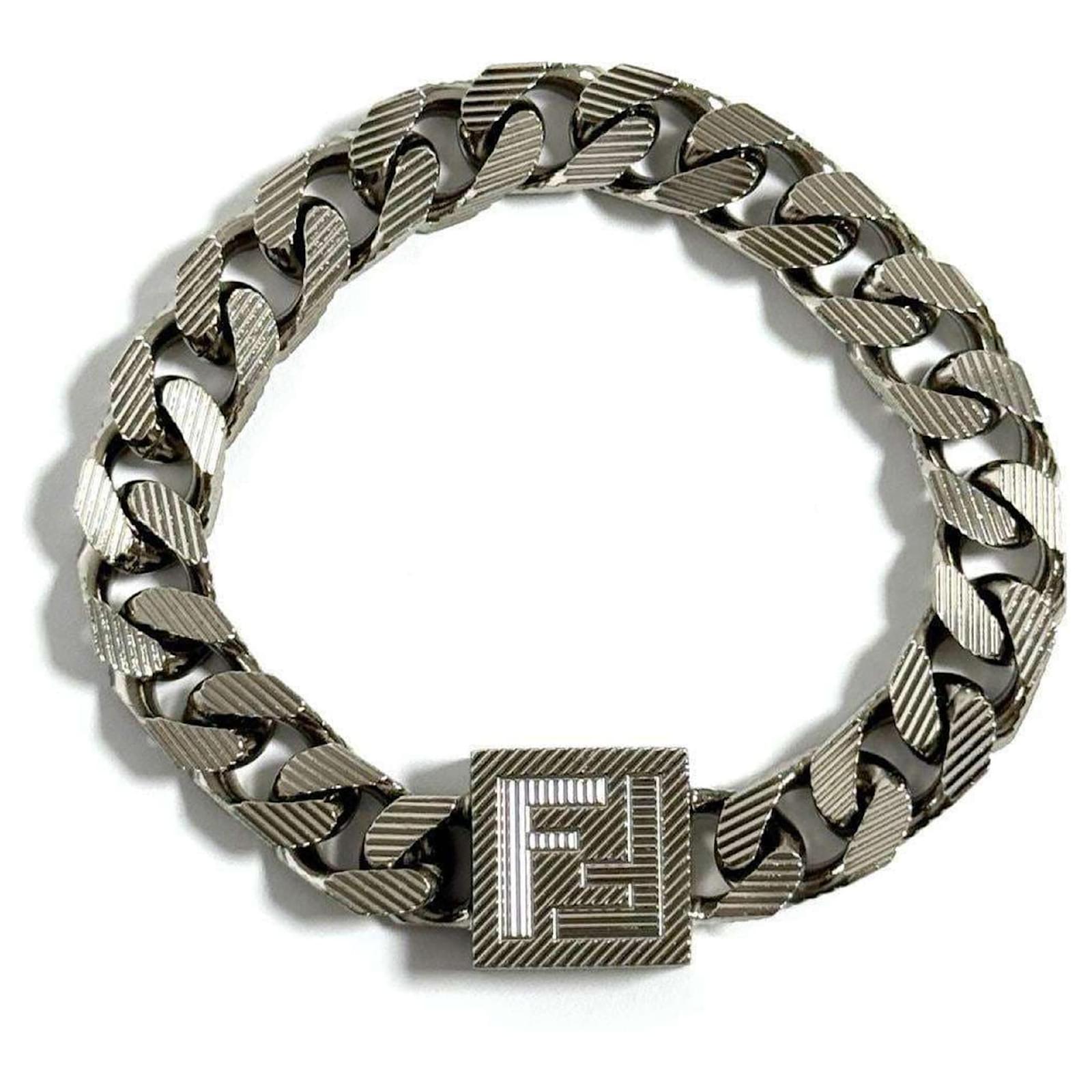 Fendi Men's Shadow Curb Chain Bracelet FF Metal Joli