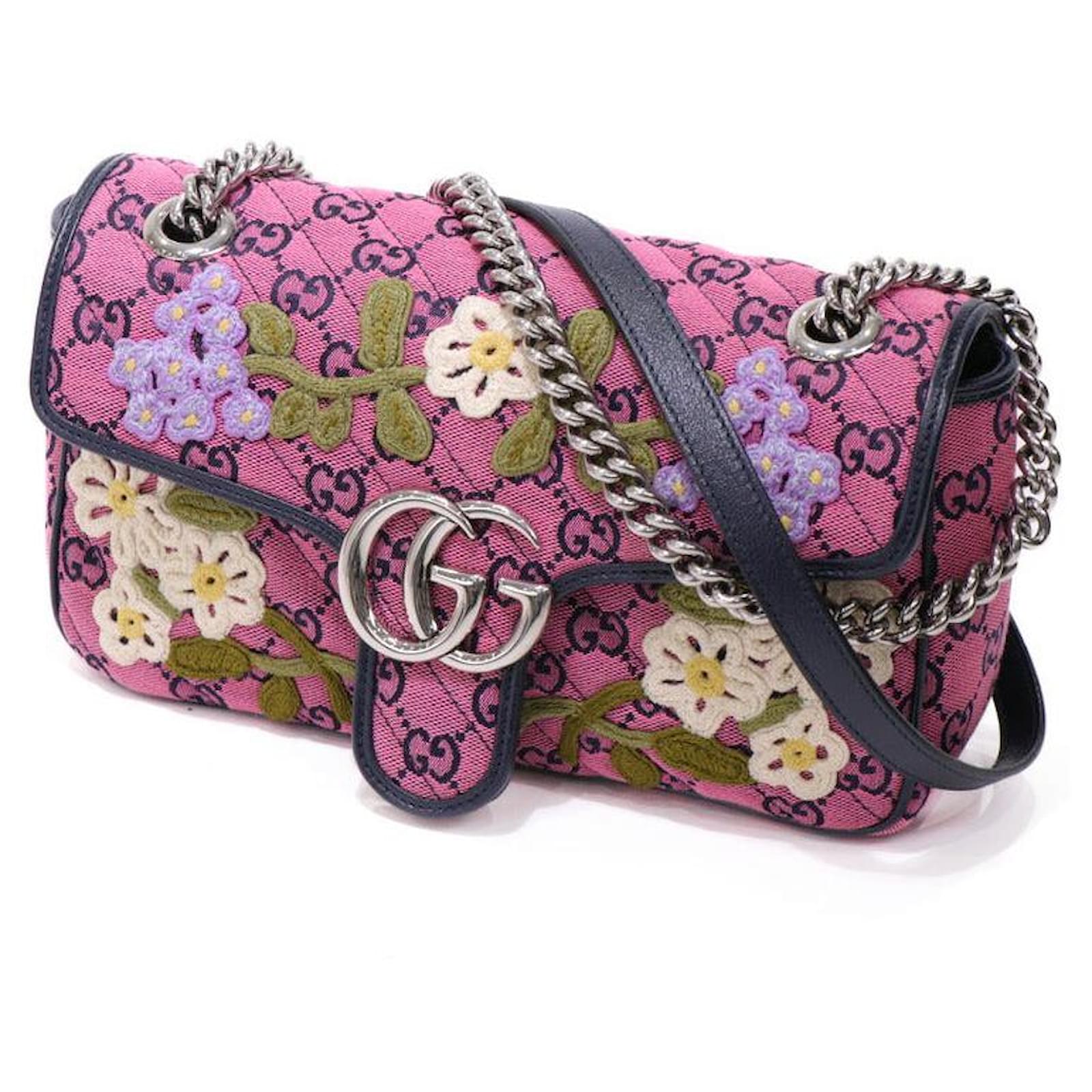 Floral Gucci Crossbody Pink Gucci Canvas Flora Floral White