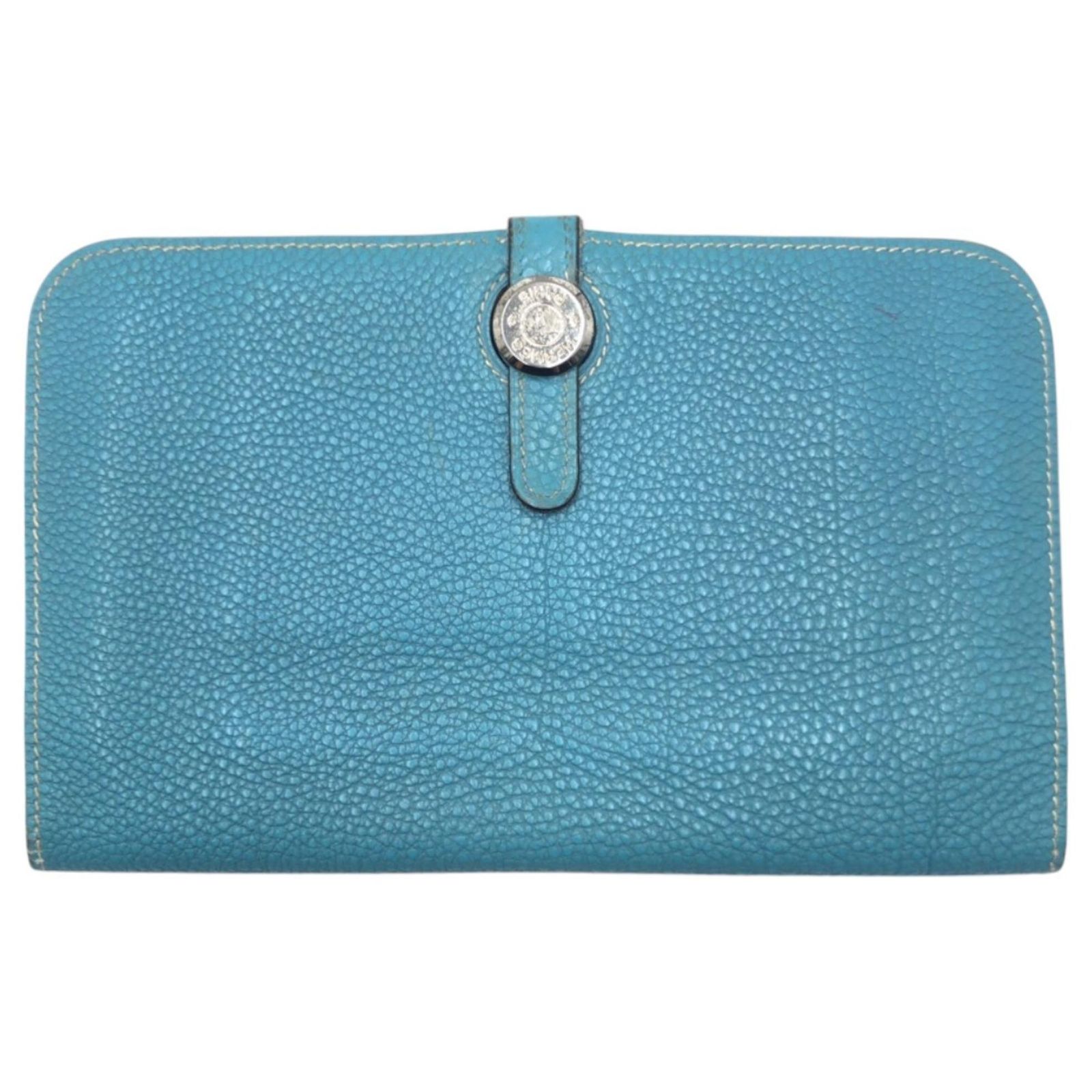 Hermès Hermes Dogon GM Coin Purse in Blue Togo Leather Light blue 