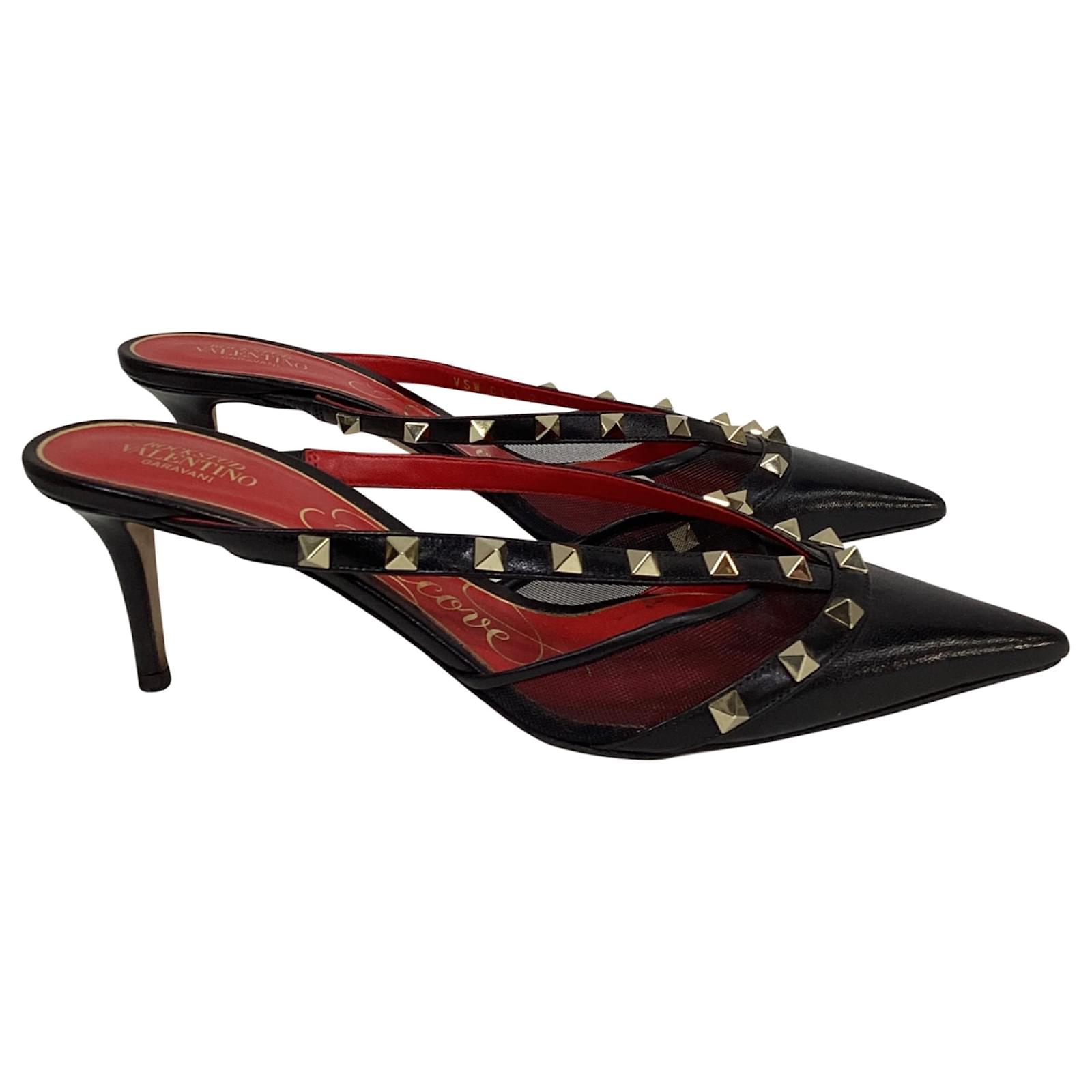 Valentino Garavani Rockstud Alcove Mules in Black Leather