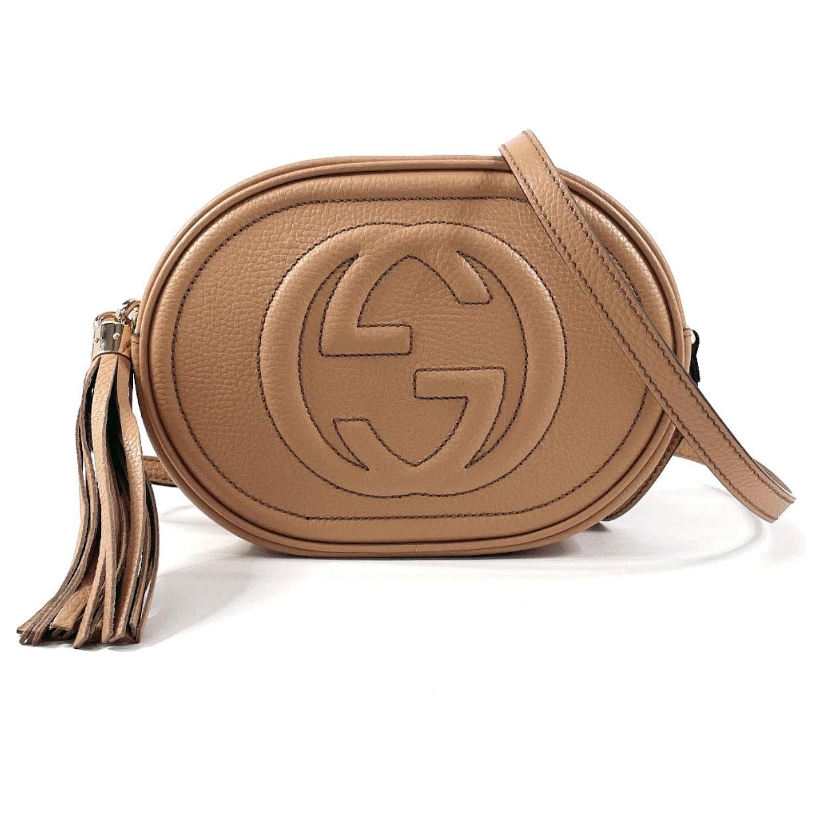 Gucci Soho Leather Shoulder Bag Brown Beige ref.2191108 - Joli Closet