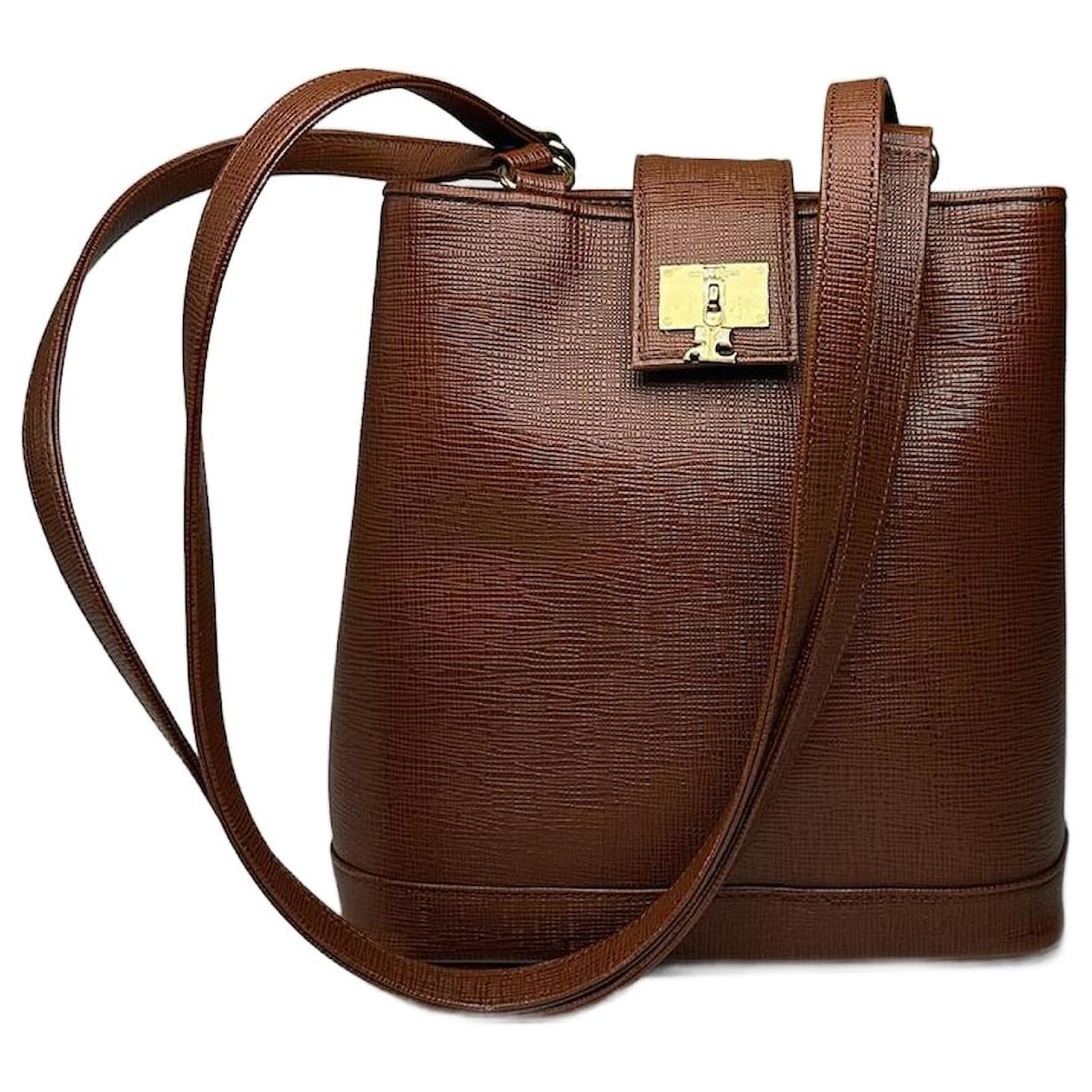 Vintage Courreges Leather bucket bag brown ref.2191412