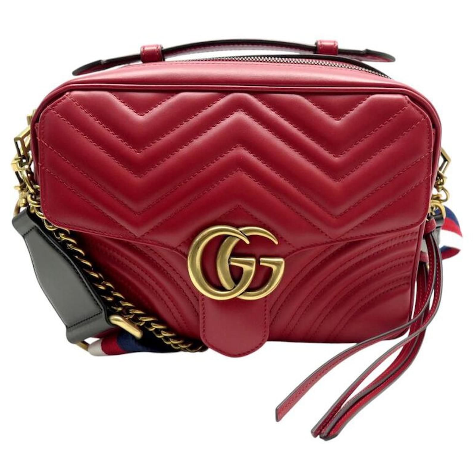 GUCCI GG MARMONT CAMERA 498100 LEATHER SHOULDER WEB HAND BAG GUCCI GG MARMONT CAMERA 498100 LEATHER SHOULDER WEB HAND BAG