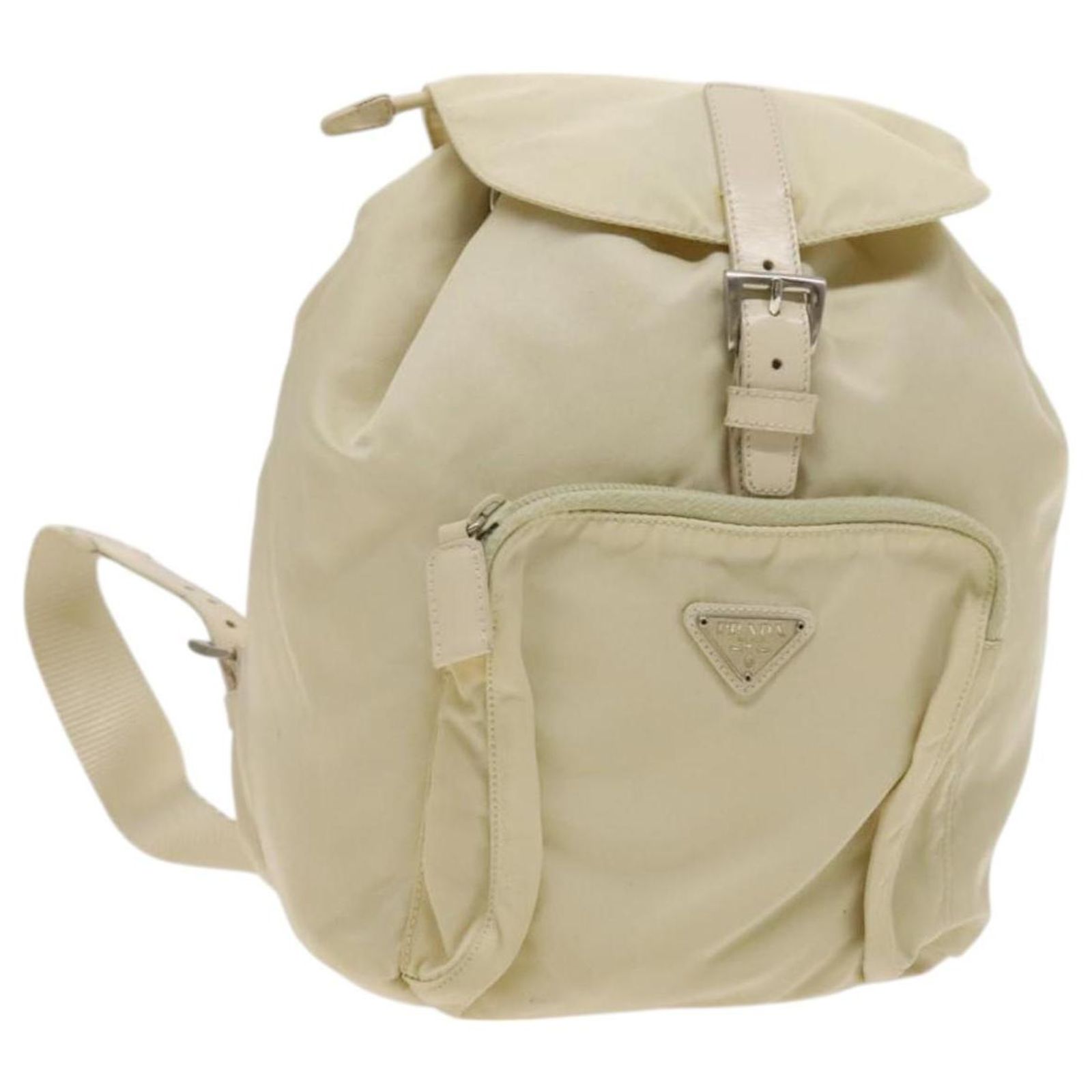 PRADA Backpack Nylon White Silver Auth 118215 Silvery ref  display picture 3