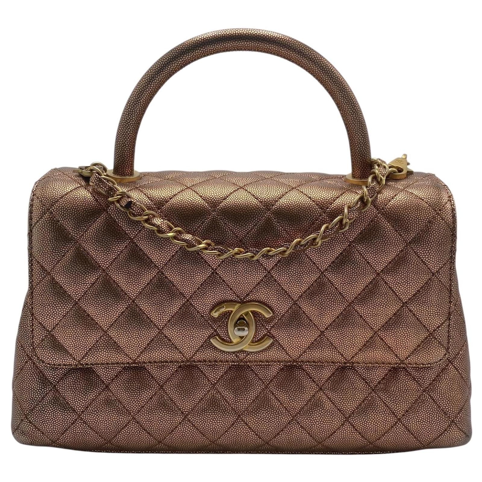 Chanel 19A Medium Métallisé Rose Doré Cuivre Caviar Matelassé Sac